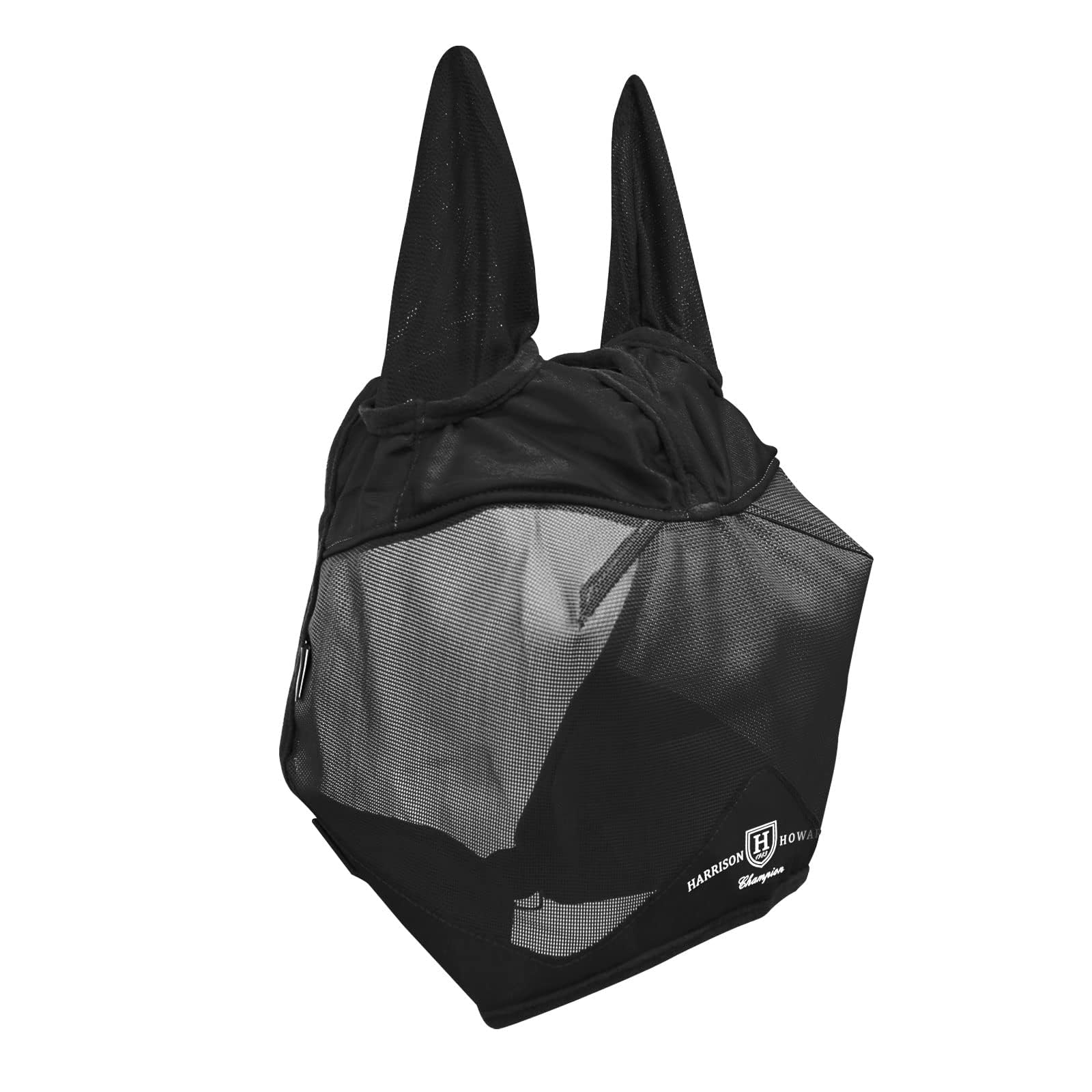 Harrison Howard UV-proof Multi-Function Fabrics Thick Fleece Padding Horse Fly Mask Half Face with Ears Black Warmblood Extra La