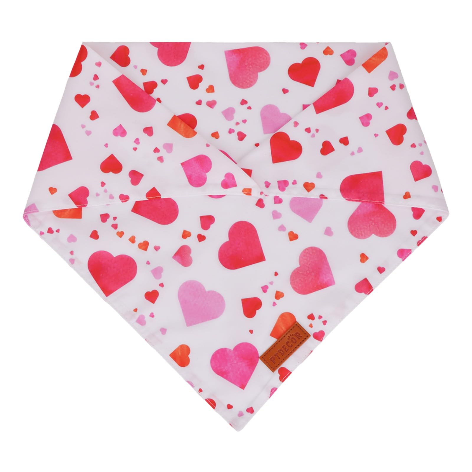 Ptdecor Valentine Dog Bandana, White Purple Love Heart Design Reversible Dog Scarf, Triangle Valentine Bandanas For X-Large Pets