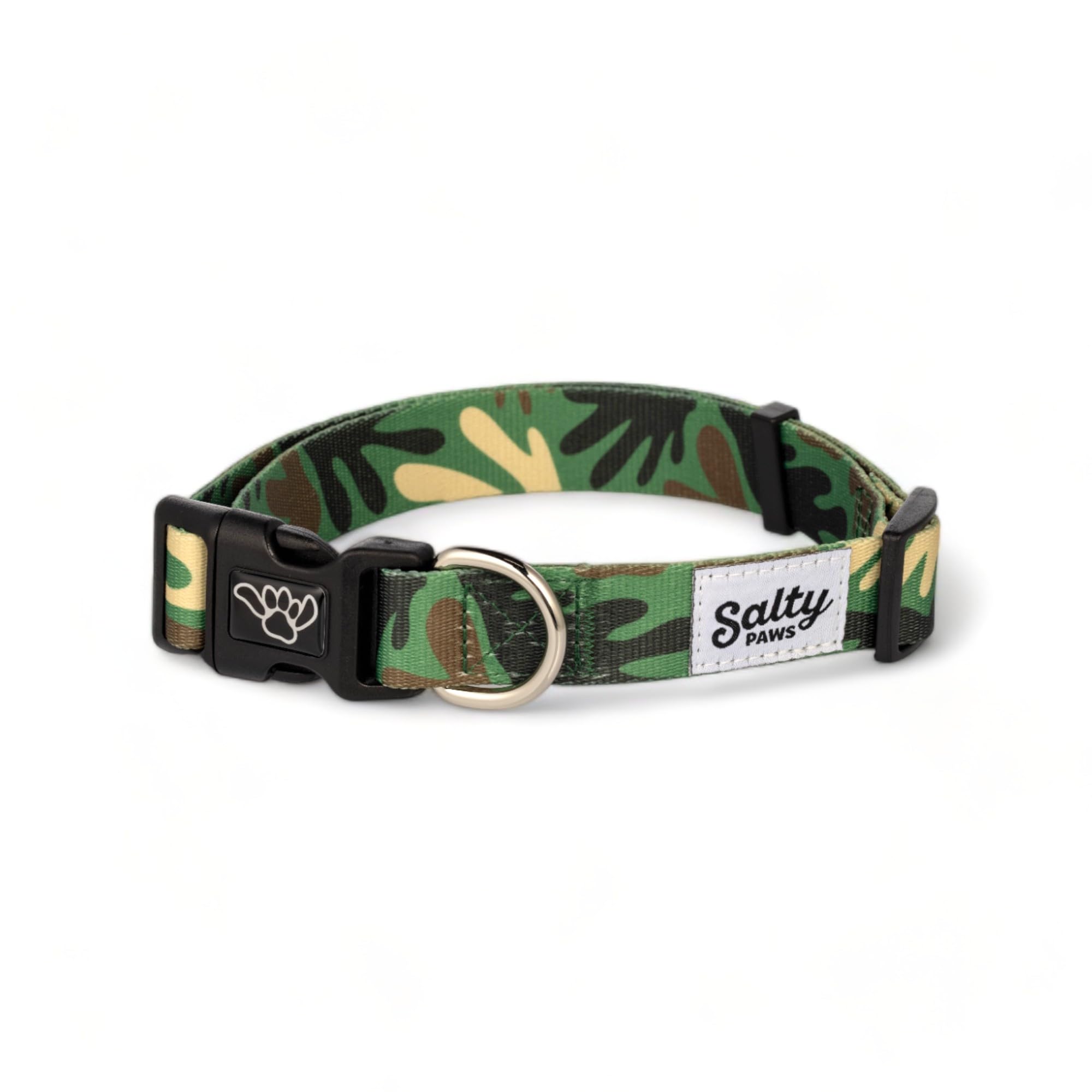 Shaka'S Salty Paws Boy & Girl Dog Collar Small Medium Large (Medium Dog Collar Adj. 14-20' For Dogs 25-50 Lbs, Green Camo)