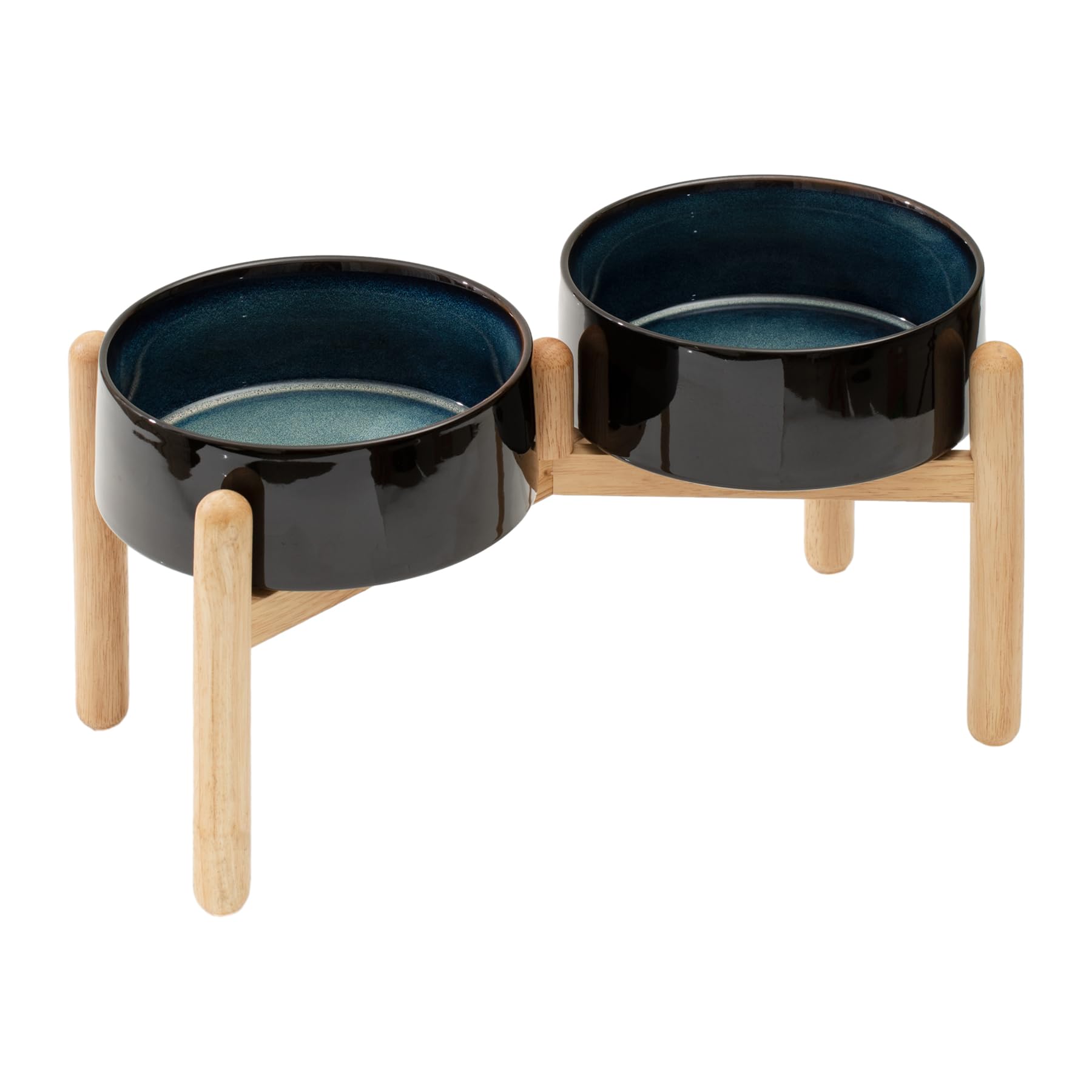 Havniva Ceramic 8.2inch Raised Dog Bowl with Stand for Large- Breed Dogs, Pet Food and Water Feeder (Double Bowl with Stand - St