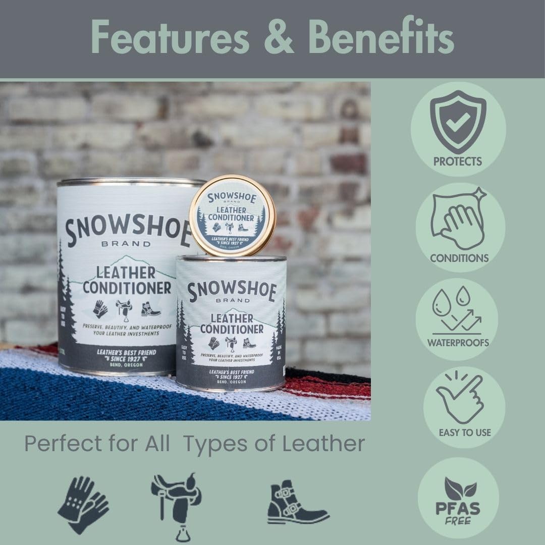 Snowshoe Leather Conditioner Gallon - Protect, Restore & Waterproof for Furniture, Shoes, Saddles - 128 Fl Oz - Made in USA Since 1927