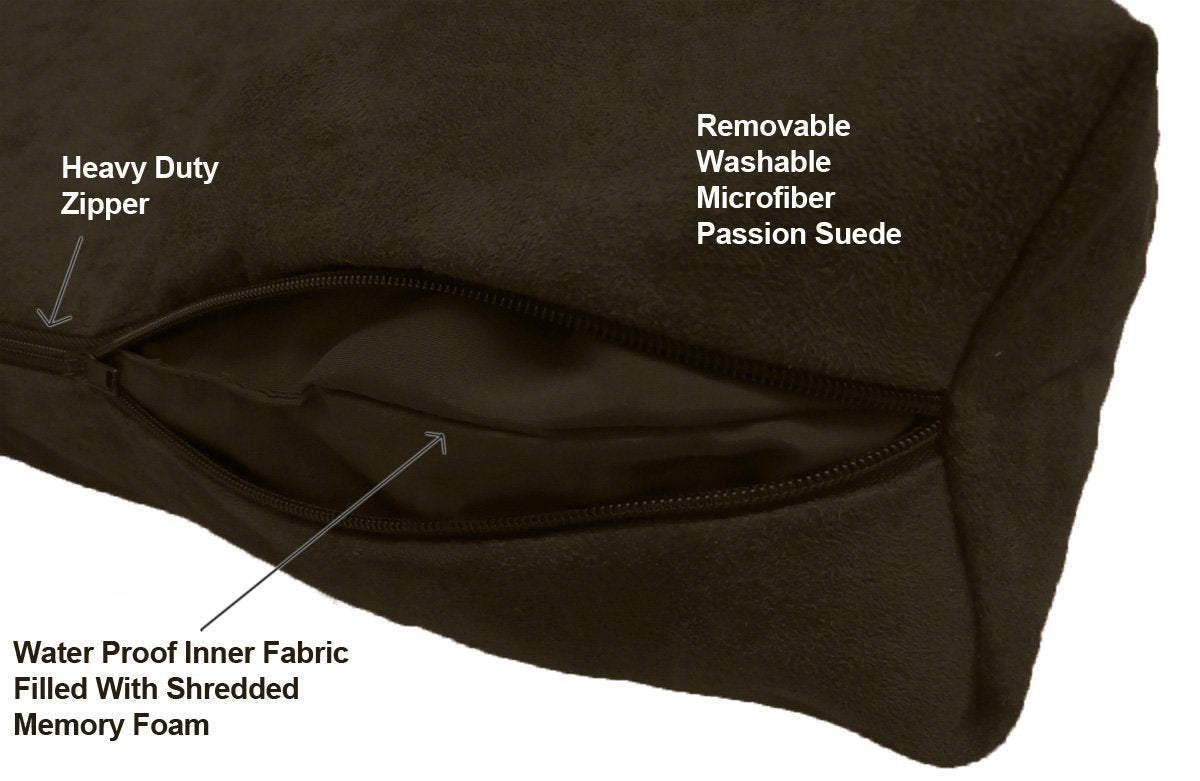 Five Diamond Collection Shredded Memory Foam Orthopedic Bed With Removable Washable Cover And Water Proof Inner Fabric, Medium (37-Inch-By-27-Inch), Olive Microfiber, For Dogs