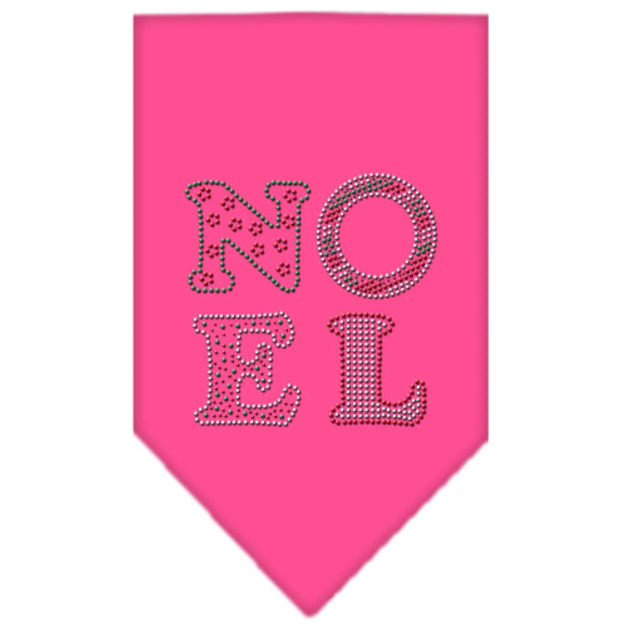 Mirage Pet Products 67-92 LGBPK Noel Rhinestone Bright Pink Print Bandana, Large