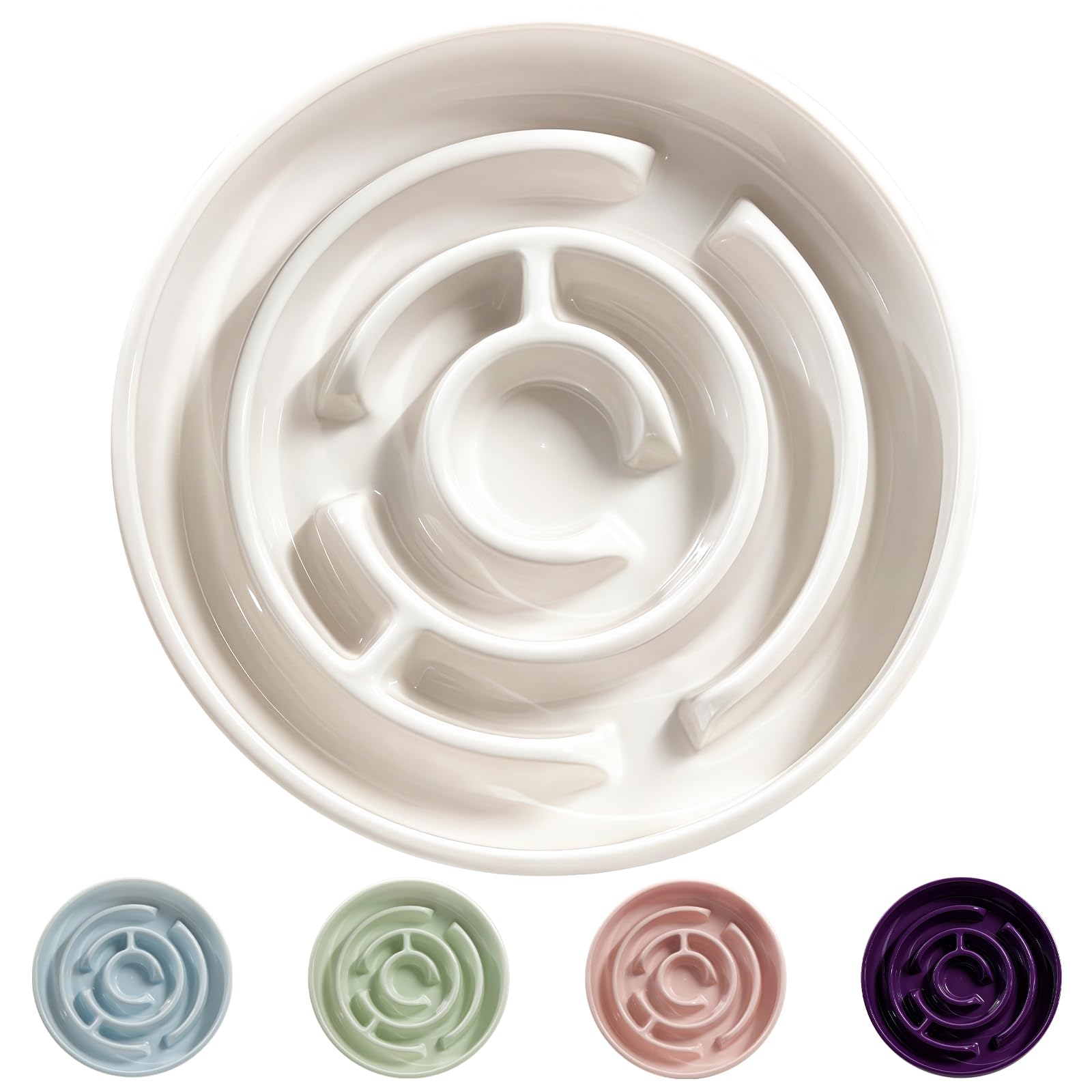 Ceramic Slow Feeder Dog Bowl,1.5 Cups Pet Slow Feeder for Small and Medium Breed,Puzzle Dog Food Dish,Anti-Gulping,Stop Bloat,Pr