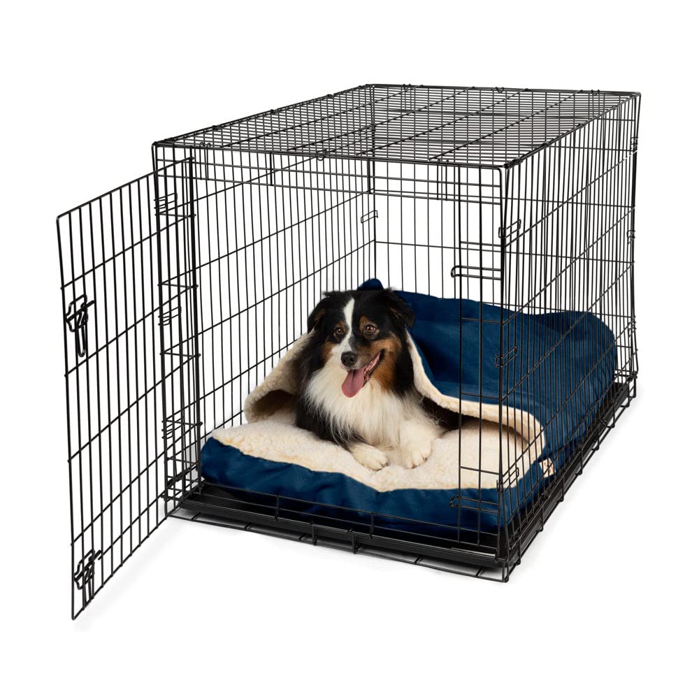 Snoozer Luxury Cozy Cave Crate Pet Bed With Microsuede, Large - Sapphire
