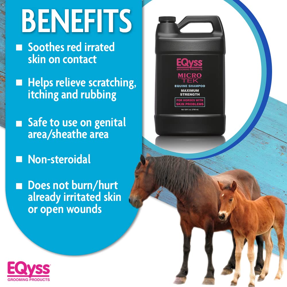 EQyss Micro-Tek Equine Itch Relief Shampoo - Soothes Irritated Skin, Stops Itching, Scratching, Rubbing - for All Horses, Ponies