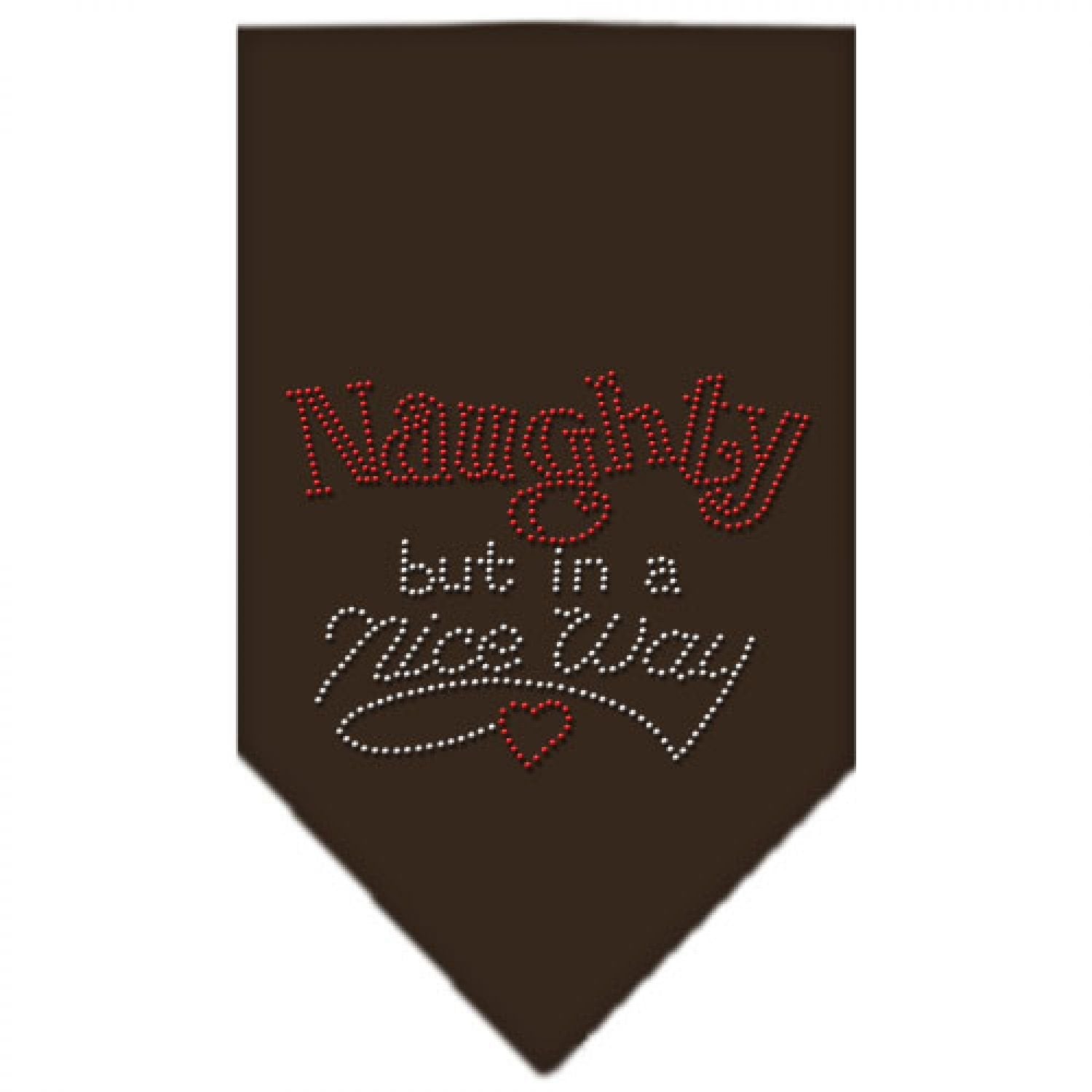 Christmas Pet and Dog Bandana Rhinestone, "Naughty, But In A Nice Way" Cocoa Small