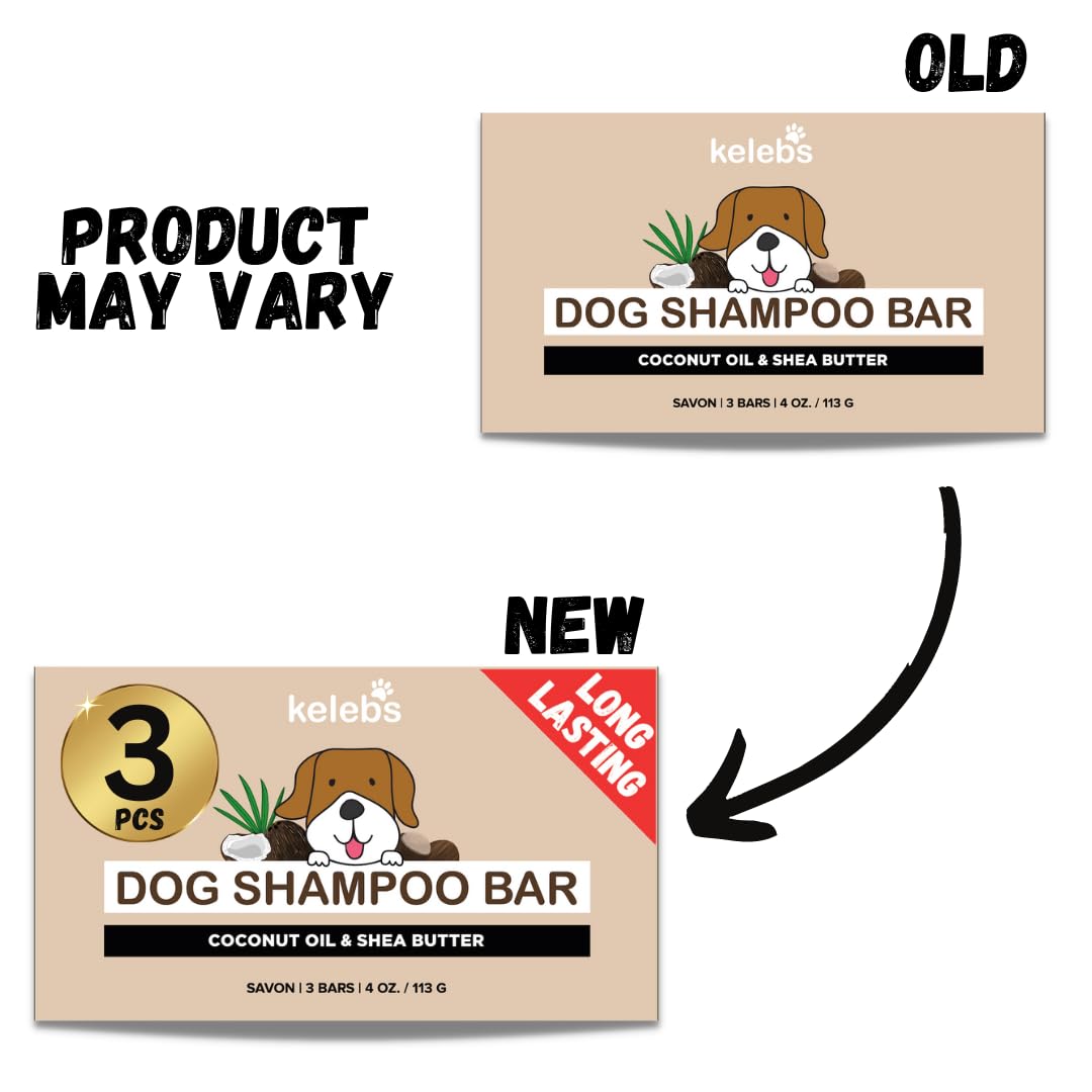 KELEBS Dog Shampoo | Undercoat Control & Dandruff Moisturizing Bar | 3pcs | All Natural, Vegan, Coconut Oil & Shea Butter