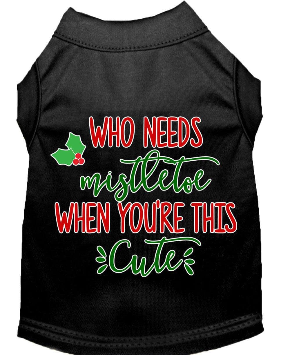 Christmas Pet Dog & Cat Shirt Screen Printed, "Who Needs Mistletoe" Bright Pink 2XL (20-25 lbs.)
