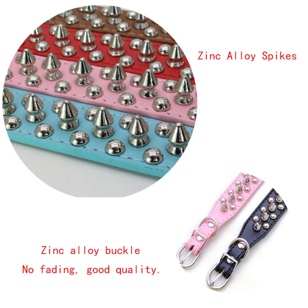 Spiked Dog Collar Soft Pu Leather Rivet Spike Studded Puppy Adjustable Cat Collars Dark Blue Xl