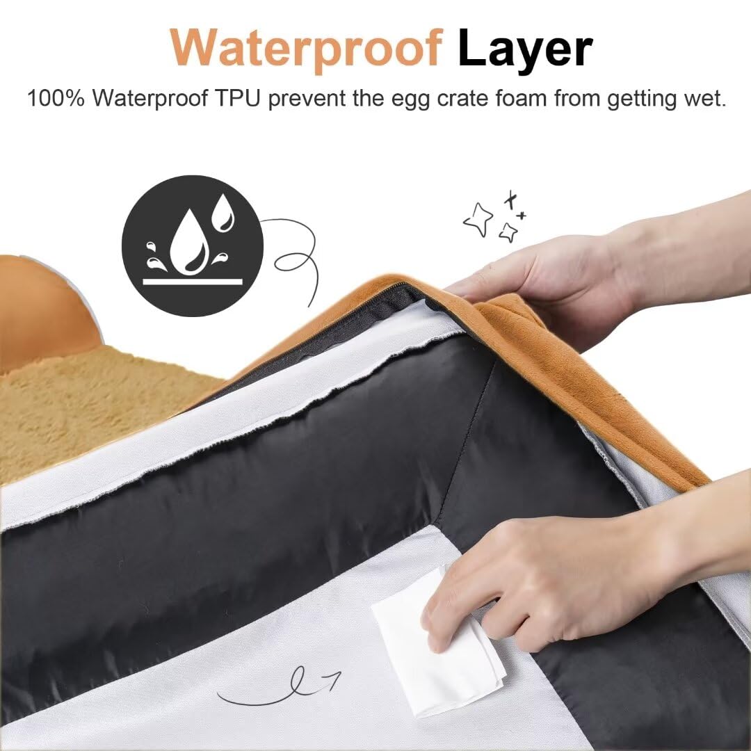 Large Dog Bed Orthopedic Washable: Beds Bolster Xl Bed Big Xlarge Dogs Egg Crate Foam Couch Sofa Waterproof With Removable Cover - Orange