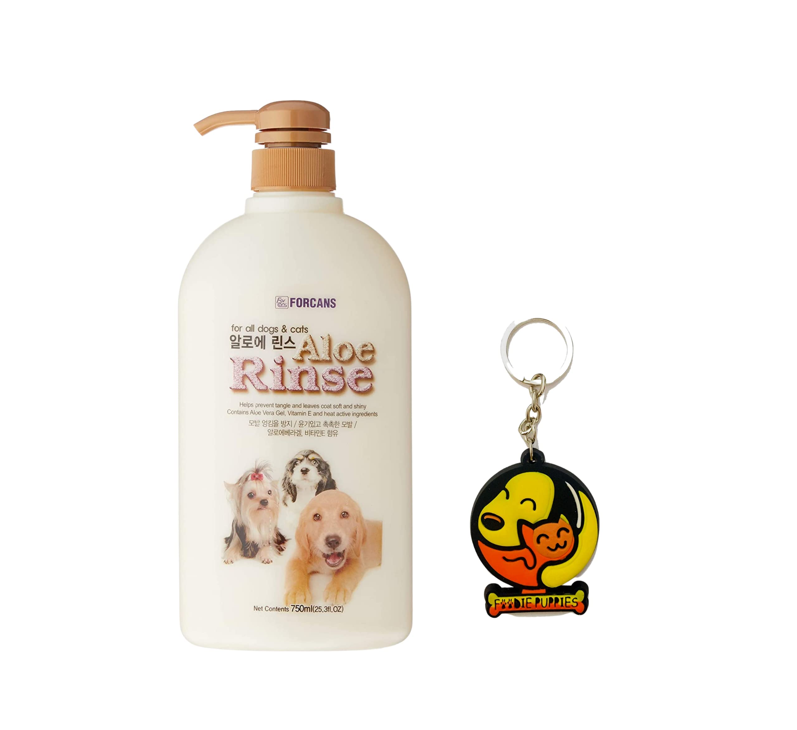 Foodie Puppies Forbis/Forcans Aloe Rinse Dog Conditioner, 750Ml With Free Key Ring