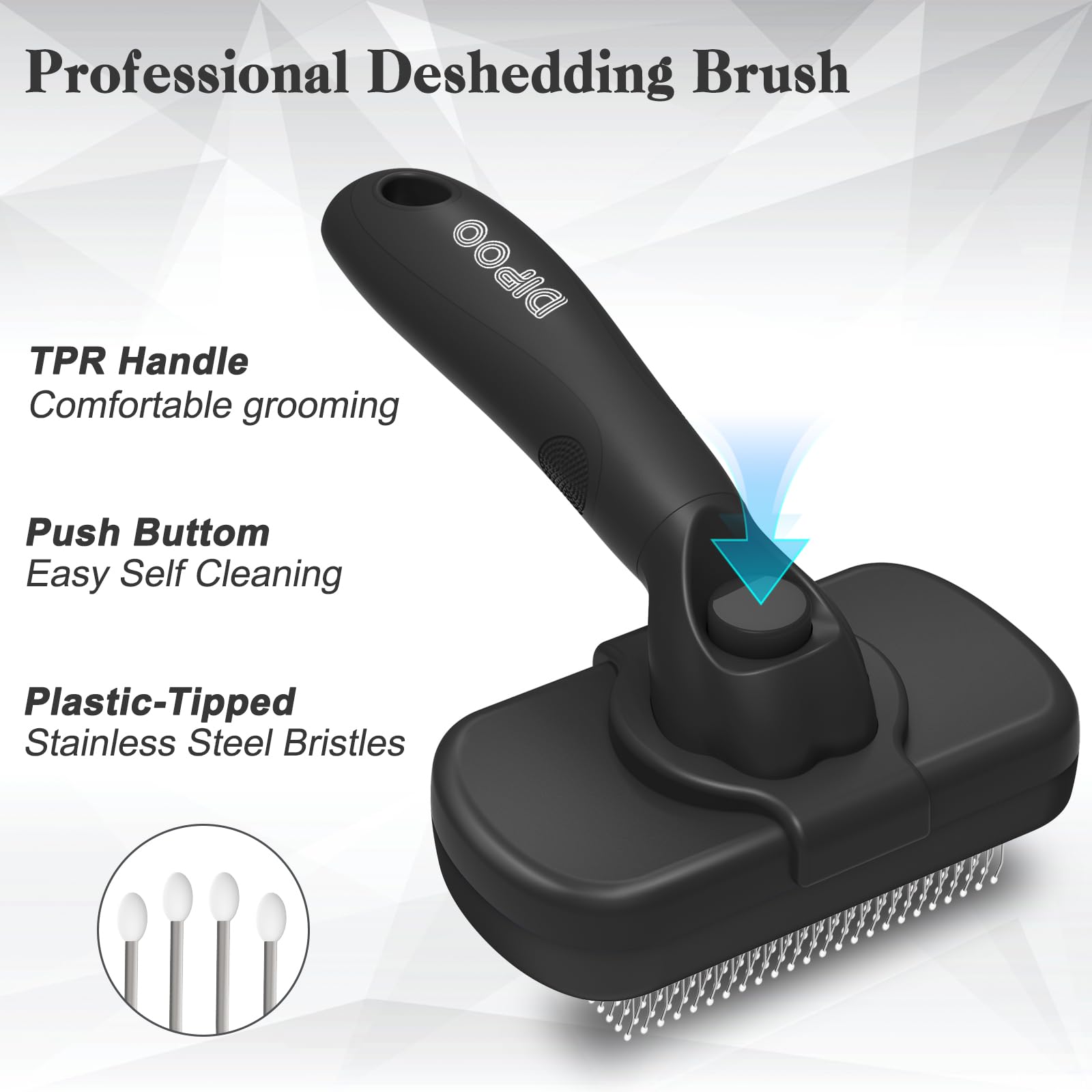Dipoo Self-Cleaning Brush For Pet Deshedding - Skin-Friendly Grooming Tool For Dogs And Cats, Blue