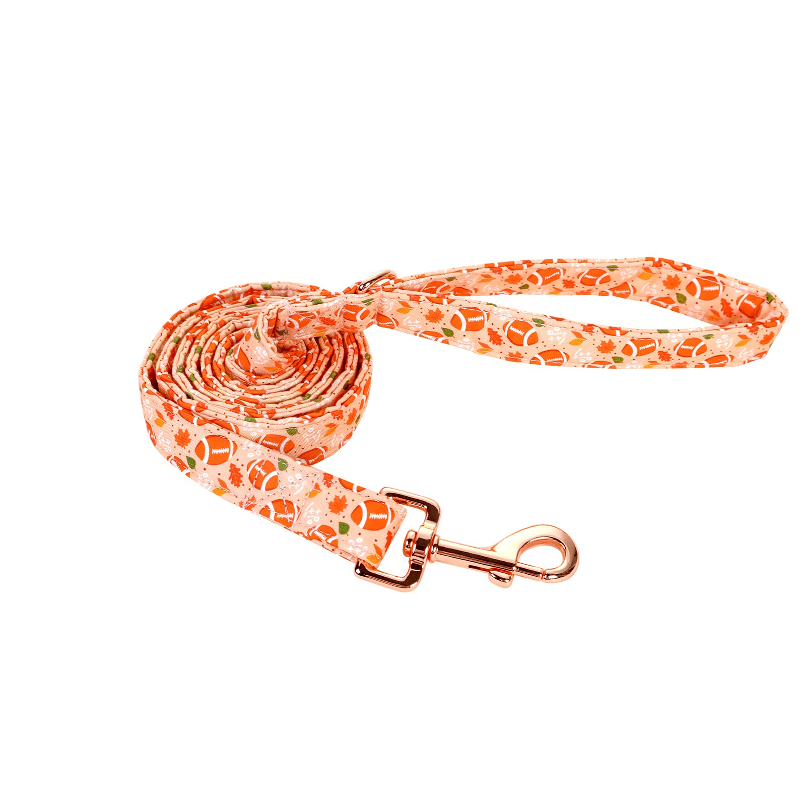 Babole Pet Fall Dog Leashes - Durable Handmade With Soft Handle, Manual Length 135Cm Matching Orange Maple Leaf Football Collars