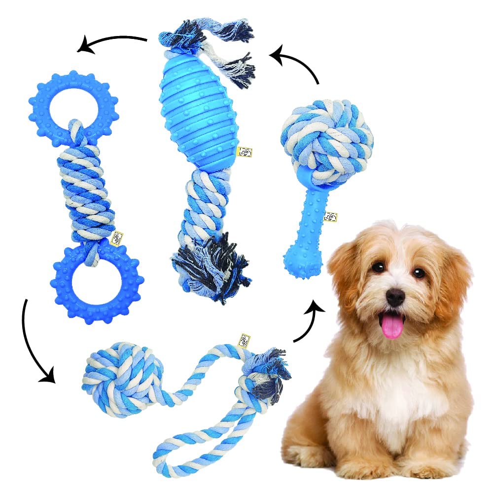 Evohome Dog Chew Toy 4In1 Combo  Indestructible & Heavy Duty Chew Toys For Aggressive Chewers, Large, Medium & Small Breeds, 