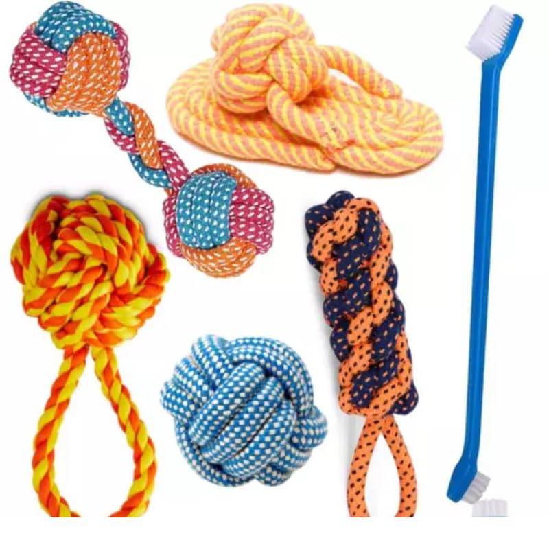 Dog Trust Pet Rope Toy, Dogs Aggressive Chewers Rope Toy For Small To Large Dogs, Puppy Teething Chew Pull Toy, Denim + Cotton, 