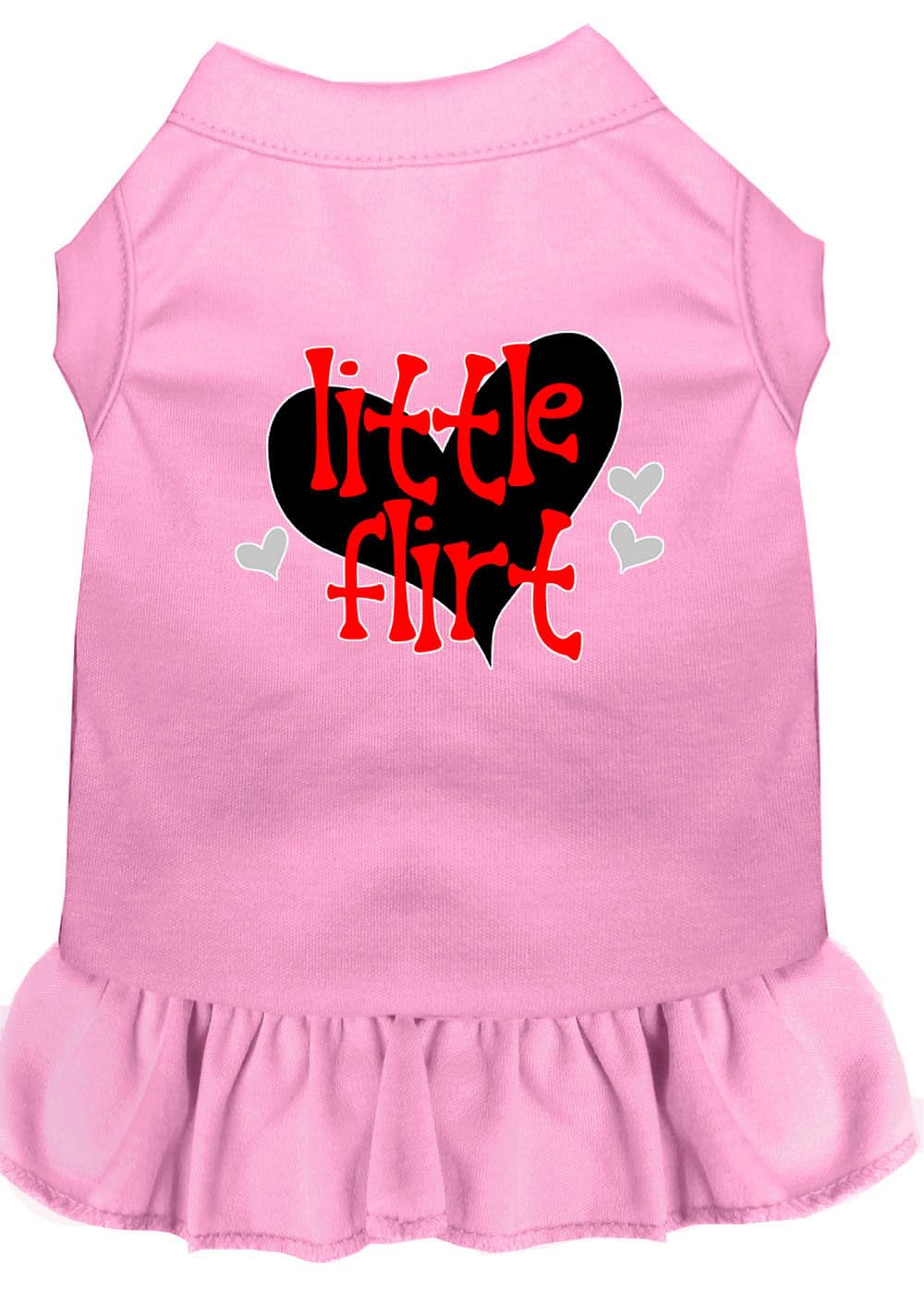 Dog Dress, Pet Dog & Cat Dress Screen Printed, "Little Flirt" Light Pink MD (6-10 lbs.)