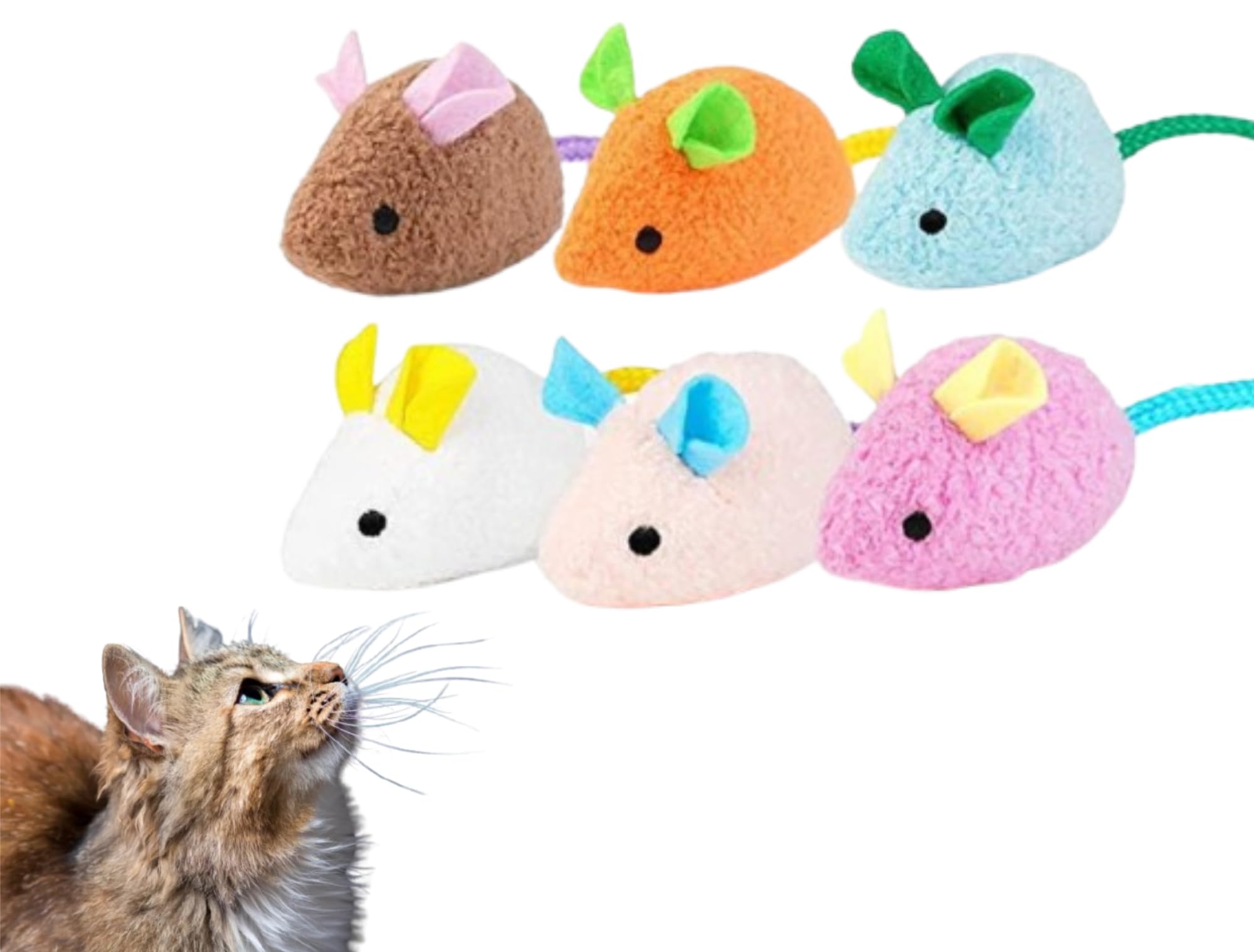 Bohobark Plush Mouse Cat Toy Set Of 6  Soft Filled Mouse With Catnip, Cat Hunting, Teasing, Playing Realistic Rat, Mouse, Mice 
