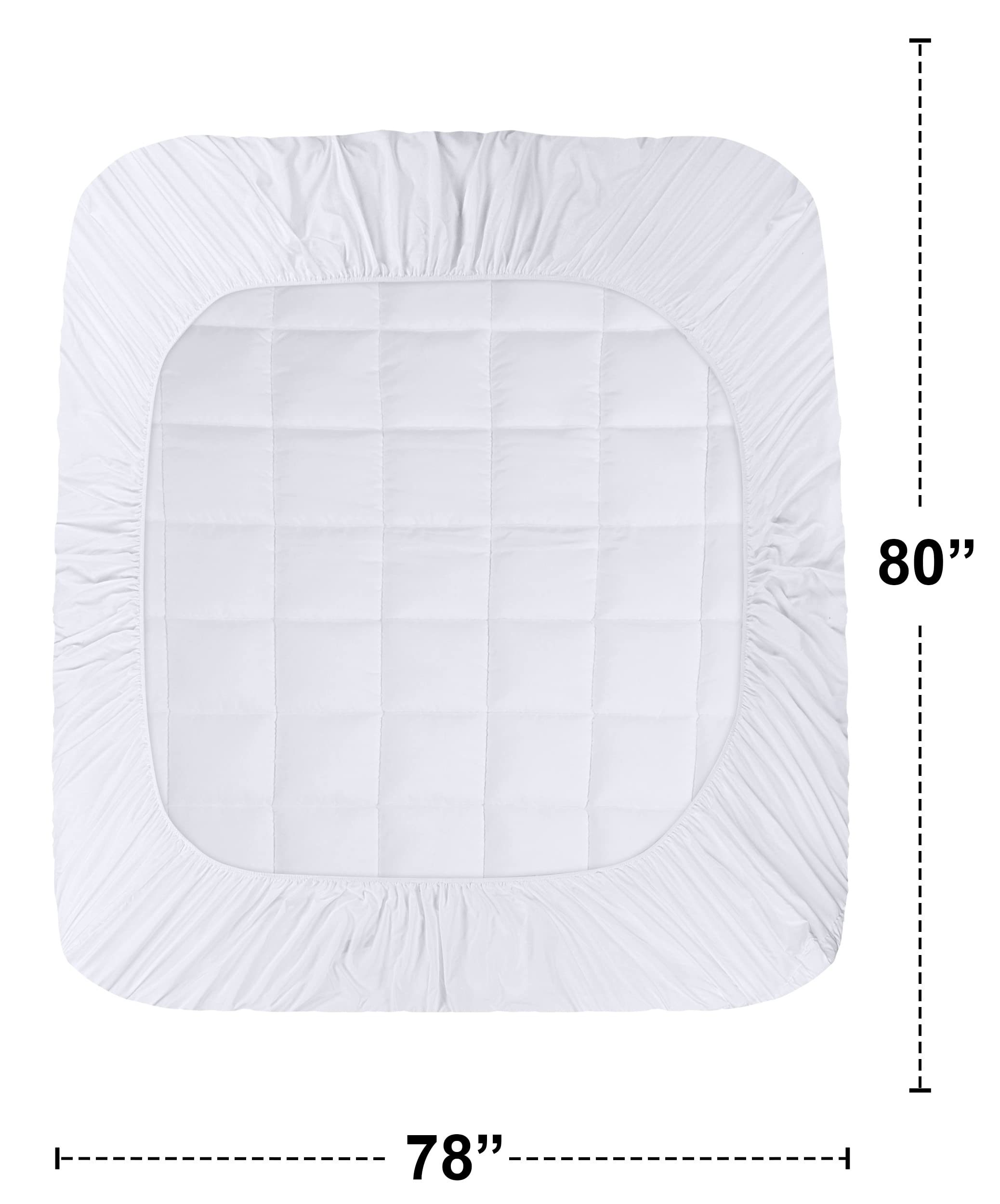 Utopia Bedding Quilted Fitted Premium Mattress Pad King Size, Pillow Top Mattress Topper, Elastic Fitted Fluffy Mattress Protect