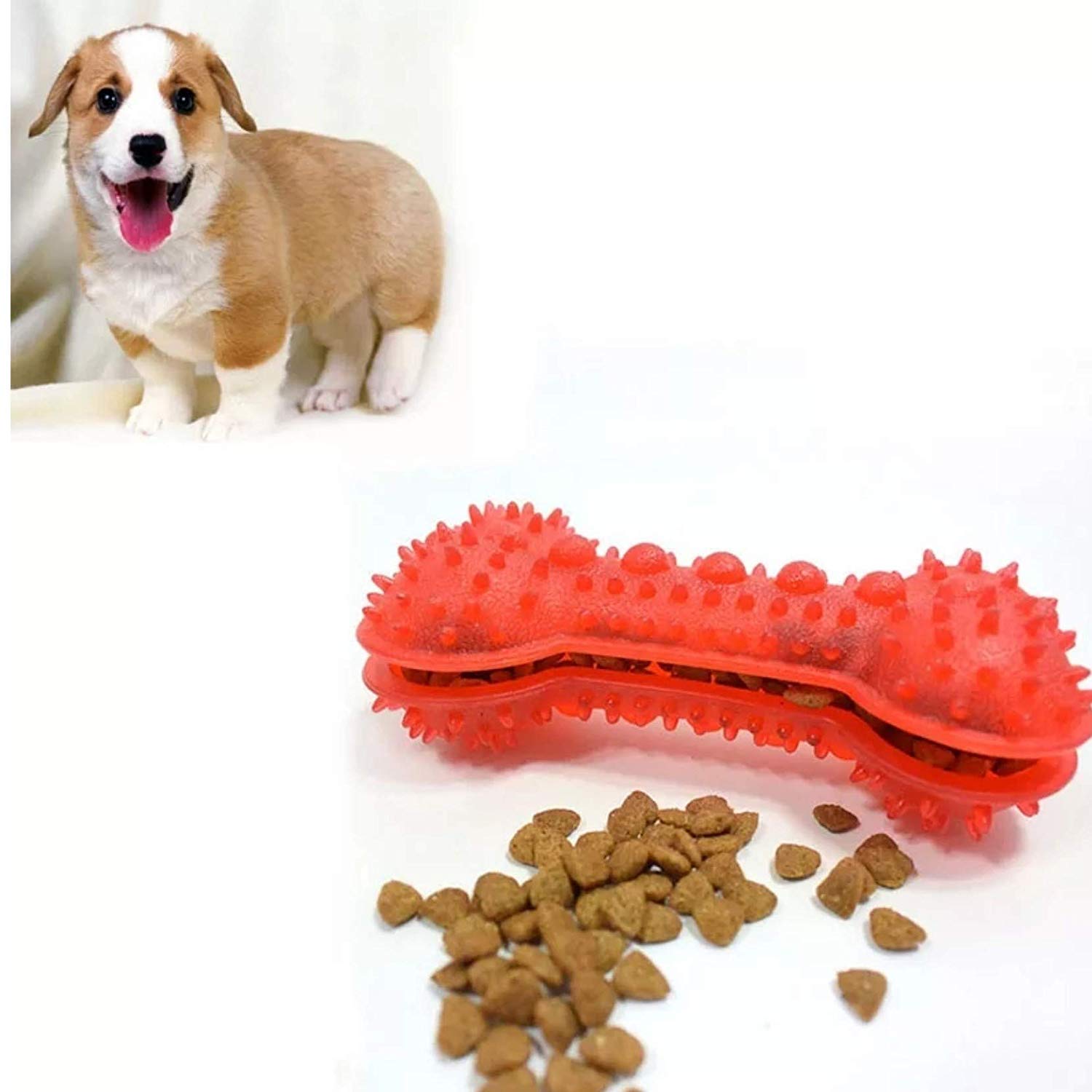 The Pets Company Rubber Large Chew Spike Bone, Treat Dispenser Interactive Dog Toy For Adult Dogs, 6.5 Inch