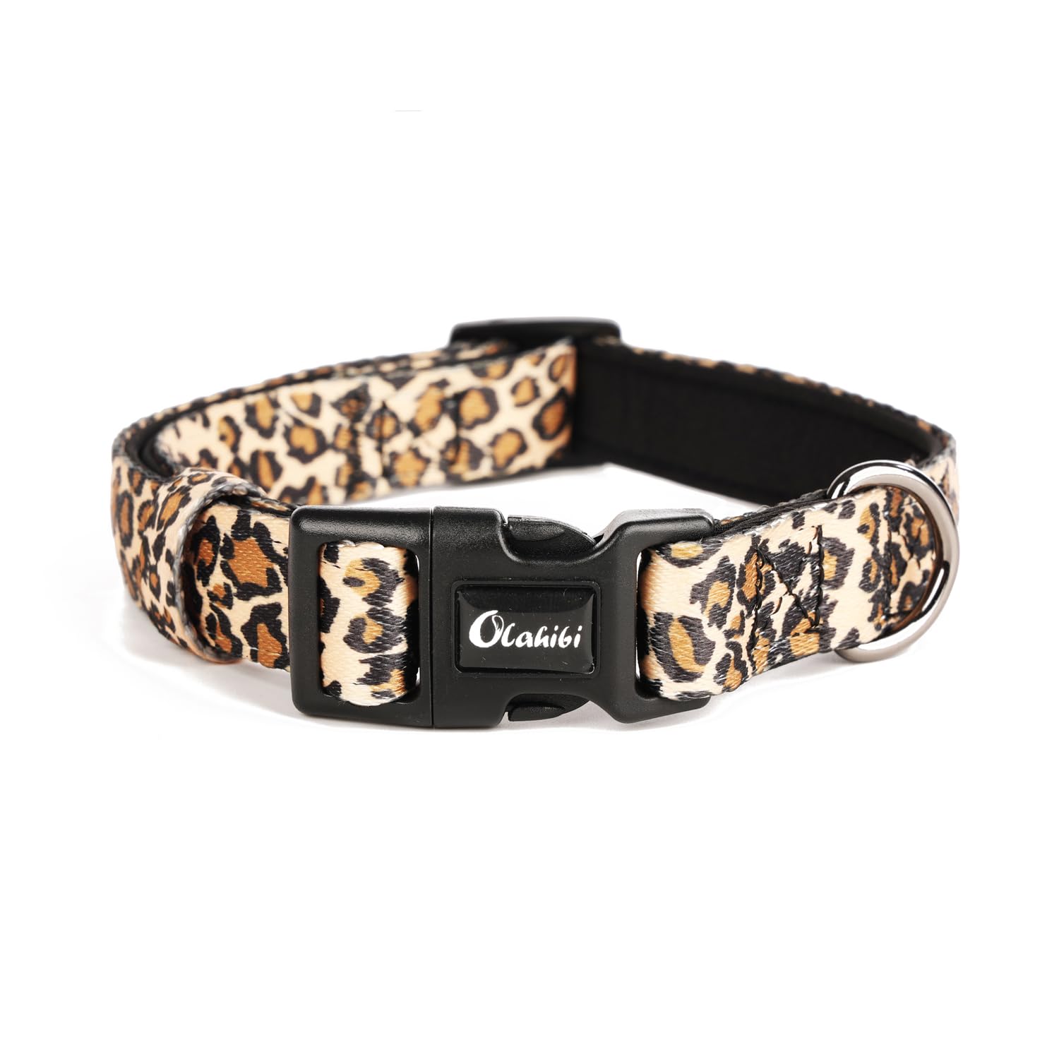 Olahibi Neoprene Padded Dog Collar, Soft And Comfortable, Leopard Pattern, For Medium Dogs.(Medium, Brown Leopard)