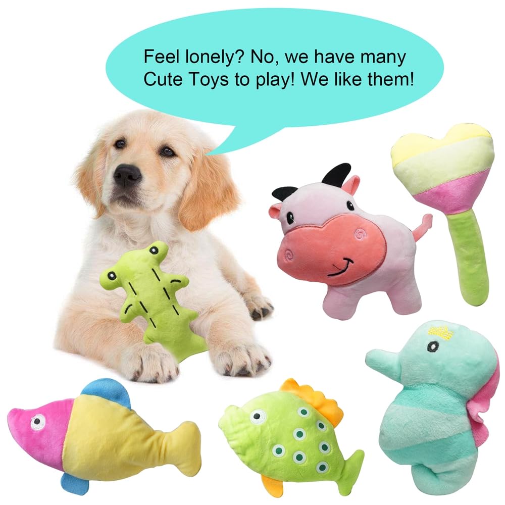 Szkokuho Cute Animal Designs Soft Dog Squeaky Toys (Pack Of 20) For Small Medium Dogs