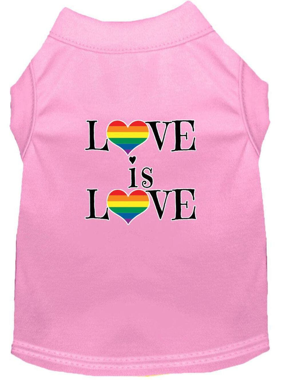Pet Dog & Cat Shirt Screen Printed, "Love Is Love" Light Pink XL (14-20 lbs.)