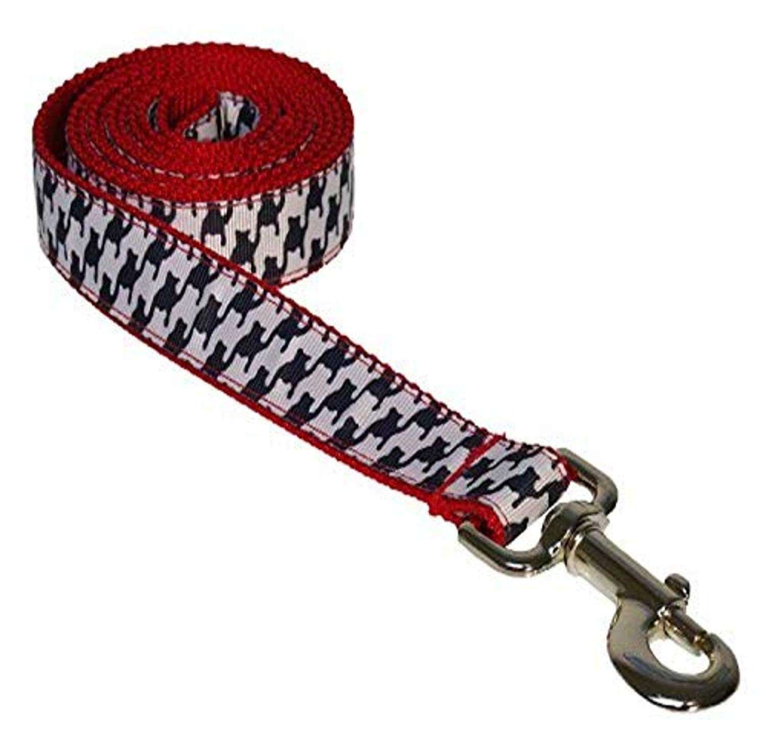Small Black/White Houndstooth Dog Leash: 3/4 Wide, 4ft Length - Made in USA.