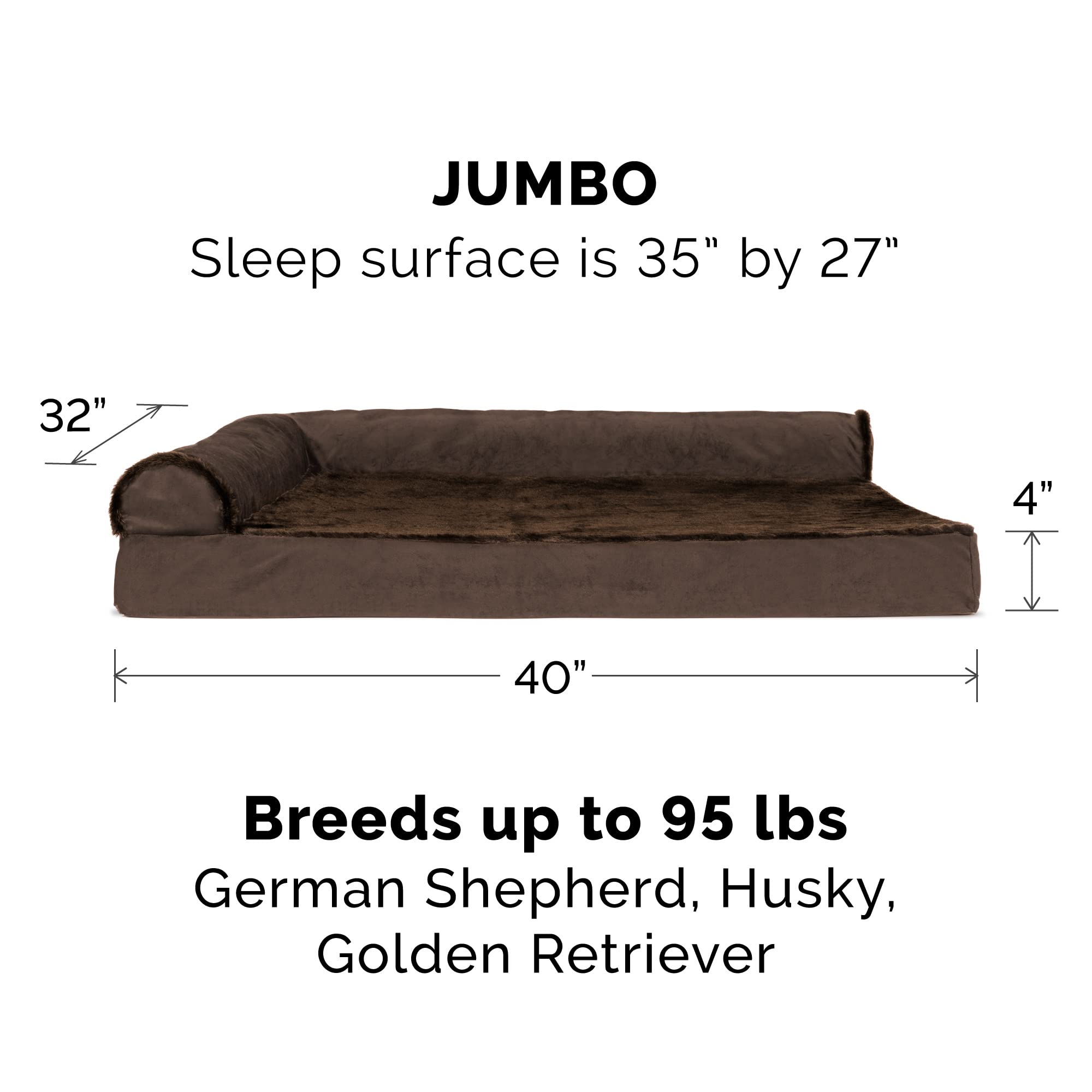 Furhaven Cooling Gel Dog Bed For Large Dogs W/ Removable Bolsters & Washable Cover, For Dogs Up To 95 Lbs - Plush & Velvet L Sha