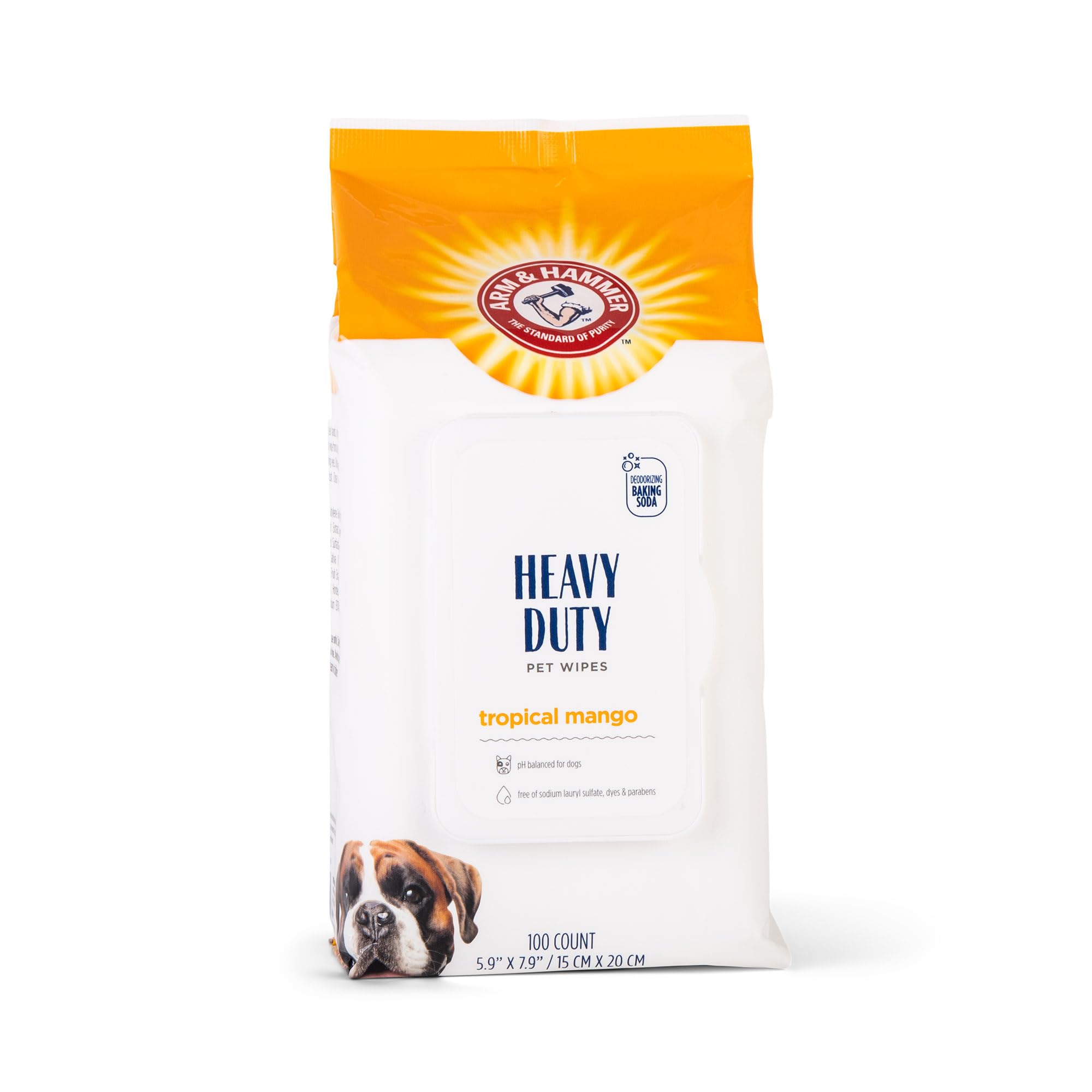 Arm & Hammer For Pets Heavy Duty Multipurpose Bath Wipes For Dogs | All Purpose Dog Wipes Remove Smell & Refresh Skin For Pets| Fruity Mango, Hundred Count - 3 Pack Of Pet Wipes