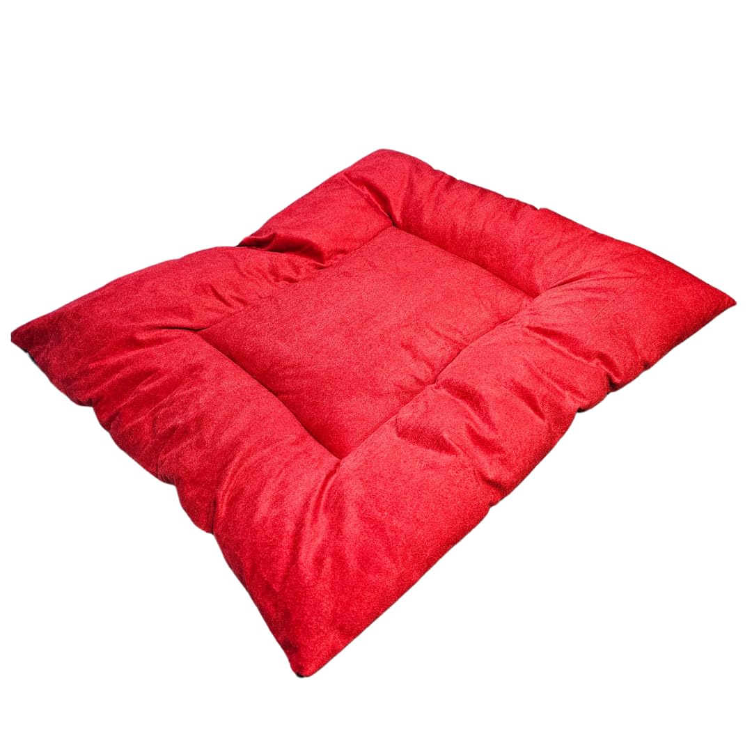 GDB Dog & Cat Cushion Bed, Comfortable & Durable Pet Lounger, Washable Cover, AntiSlip Base, Red, XXXLarge, LWH, 110x107x15 cm
