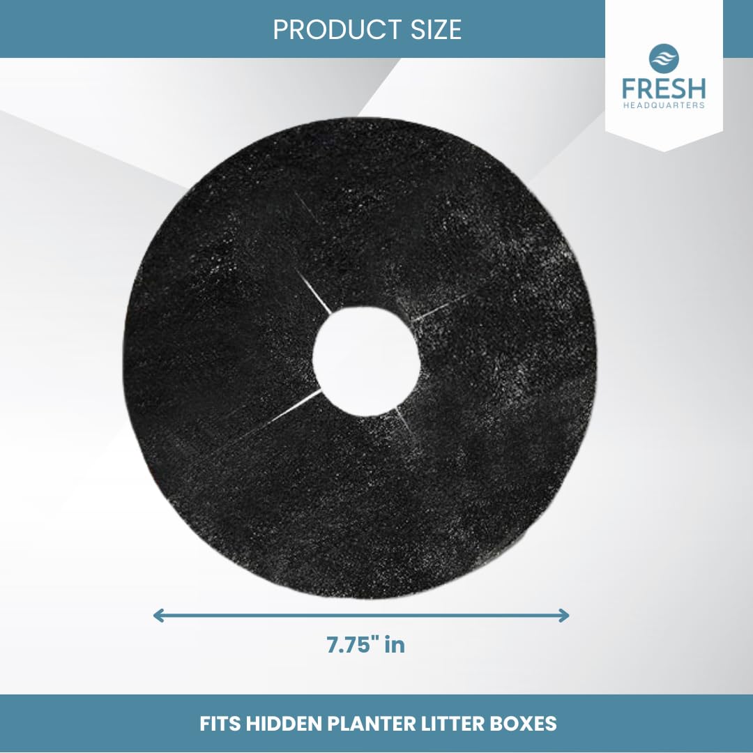 4 Pack Activated Carbon Odor Reducing Filter Replacements Compatible with Hidden Cat Litter Planters - Active Natural Charcoal F