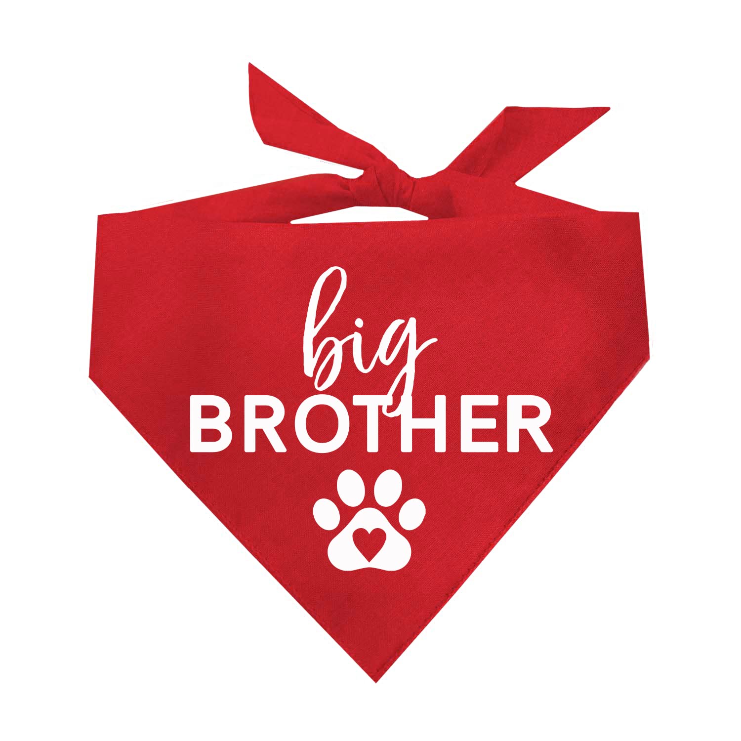 Big Brother With Heart Paw Baby Announcement Dog Bandana (Red, Os 87)