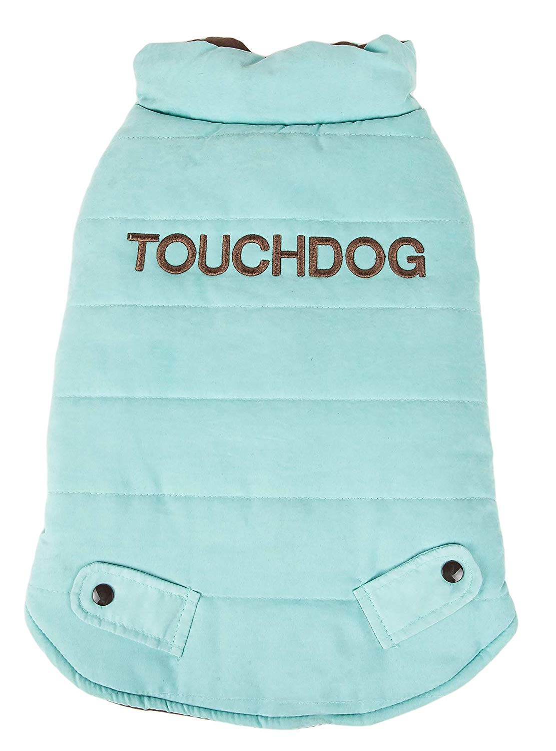 TOUCHDOG 'Waggin Swag' Fashion Designer Reversible 3M Insulated Pet Dog Coat Jacket, Medium, Blue / Brown