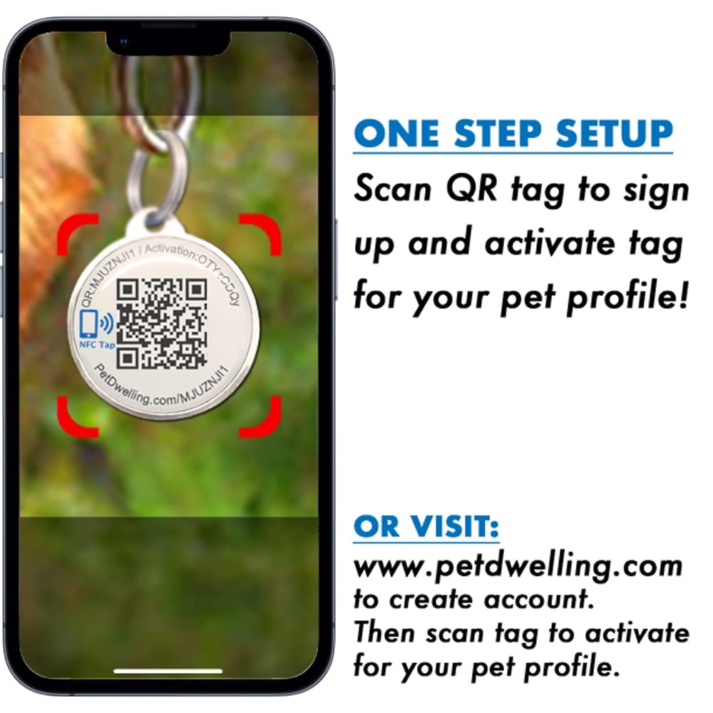 Pet Dwelling 2D Qr Code Pet Id Tag - Dog Tags - Cat Tags - Online Pet Profile - Scan Tag Location - Instant Email Notification(Pink Paw)