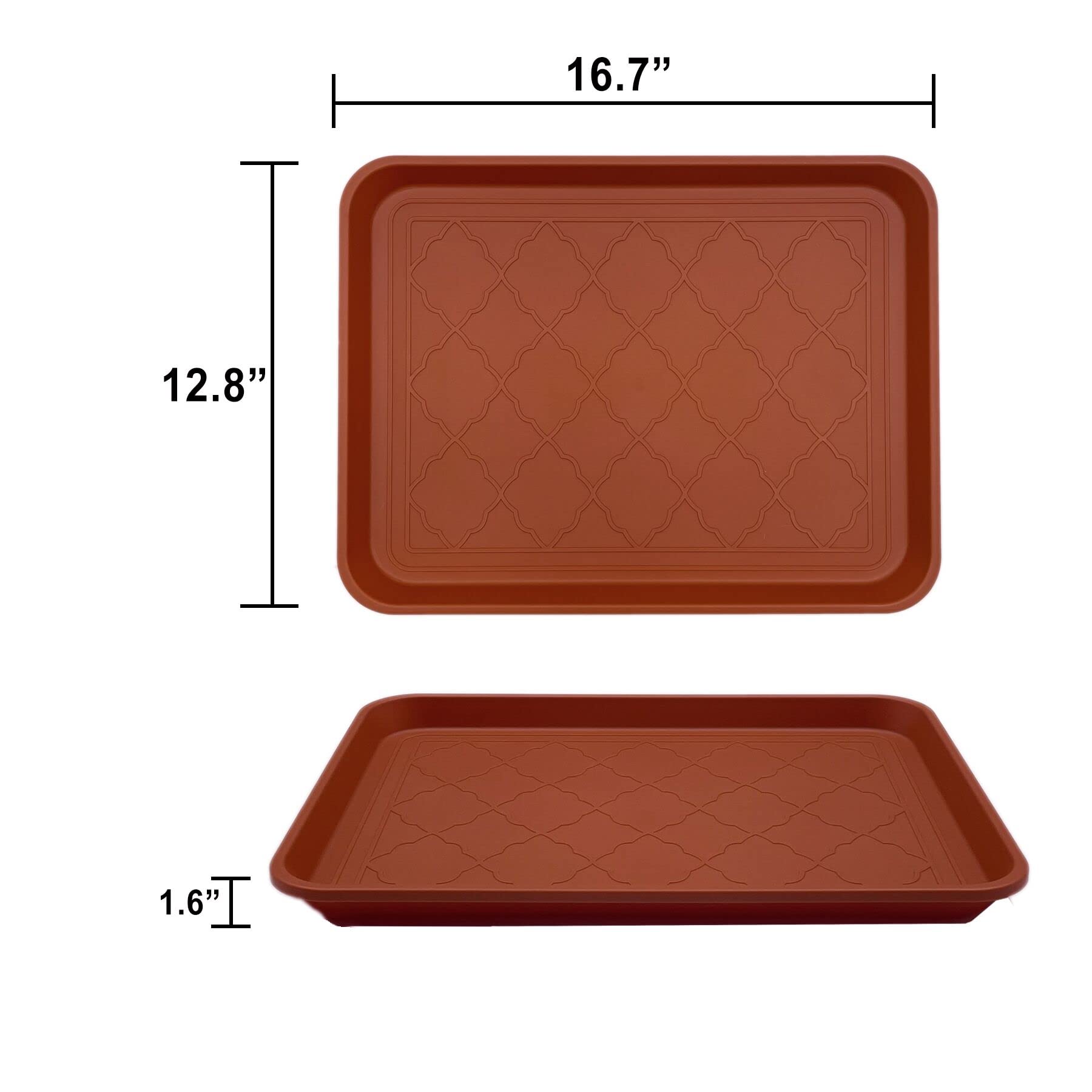 PetLike Boot Tray for Entryway Indoor, Pet Food Mat Tray, 16.7 x 12.8 inch 2 Packs, Waterproof Rubber Shoe Tray for Indoor and O