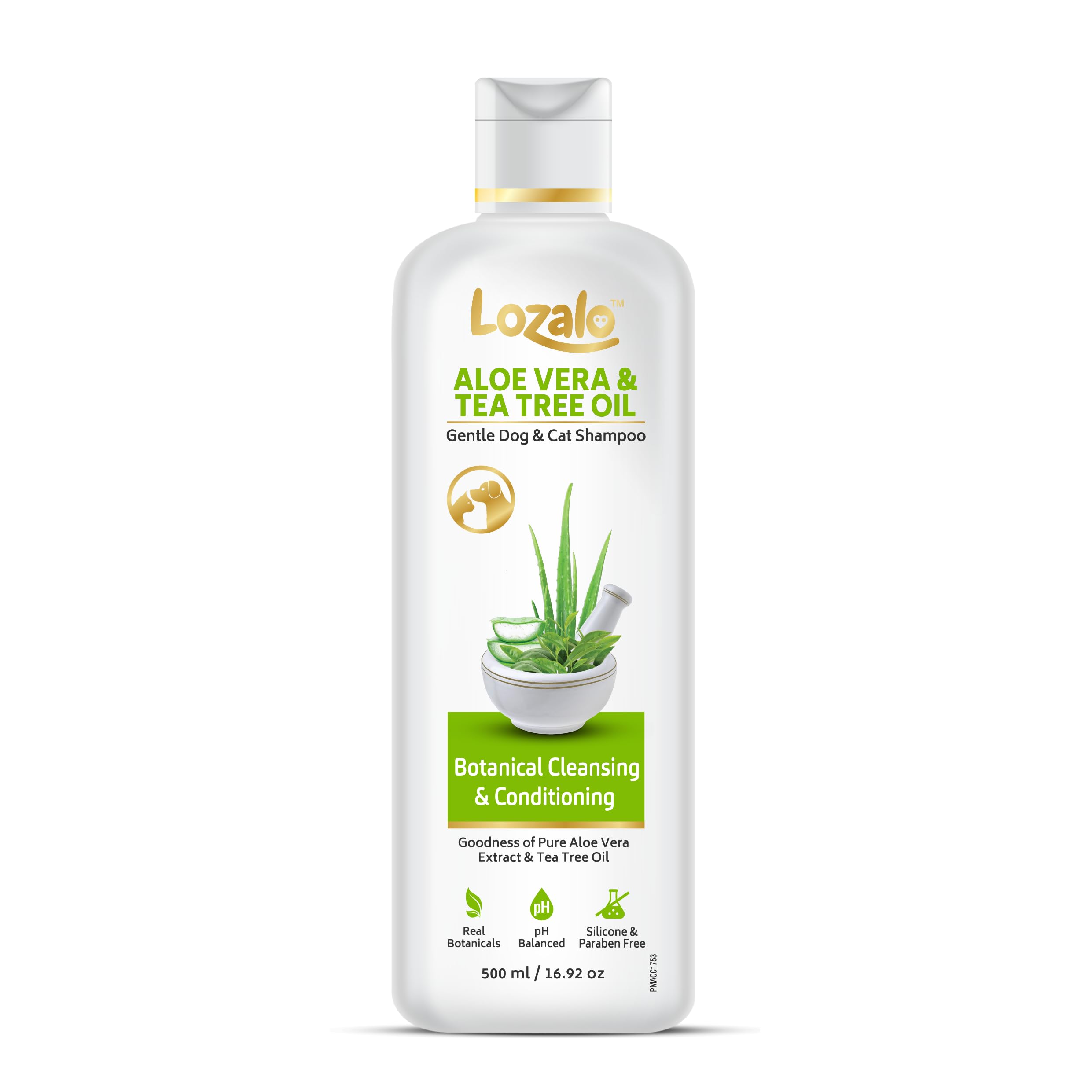 Lozalo Botanical Pet Shampoo - 500Ml With Aloe Vera & Tea Tree Oil, Gentle, Nourishing, Cleansing & Conditioning Shampoo For Dog