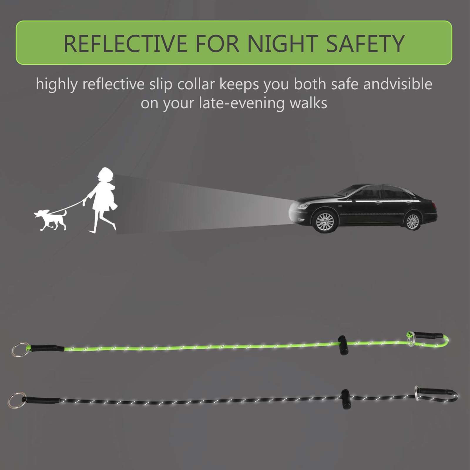 No Pull Dog Collar Training Collars 18'' 42Mm 1000Lb Thin Prong Collar With 2 Adjustable Stoppers Reflective Sturdy Small Mediun