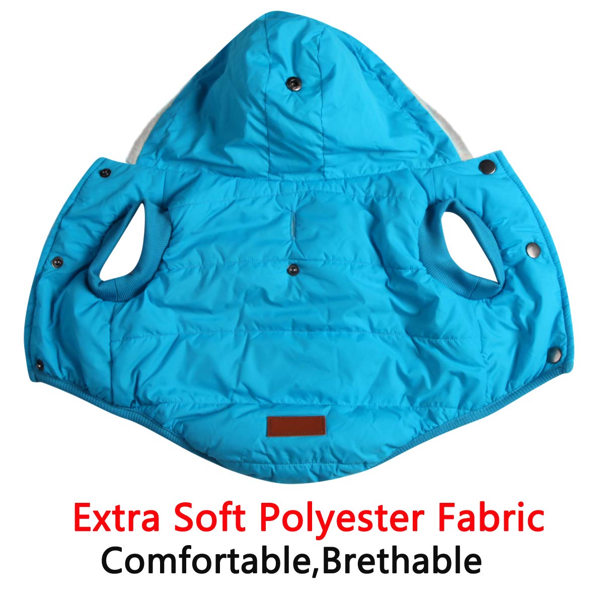 Vecomfy Fleece Lining Extra Warm Dog Hoodie In Winter For Large Dogs Jacket Pet Coats With Hooded,Light Blue Xxl