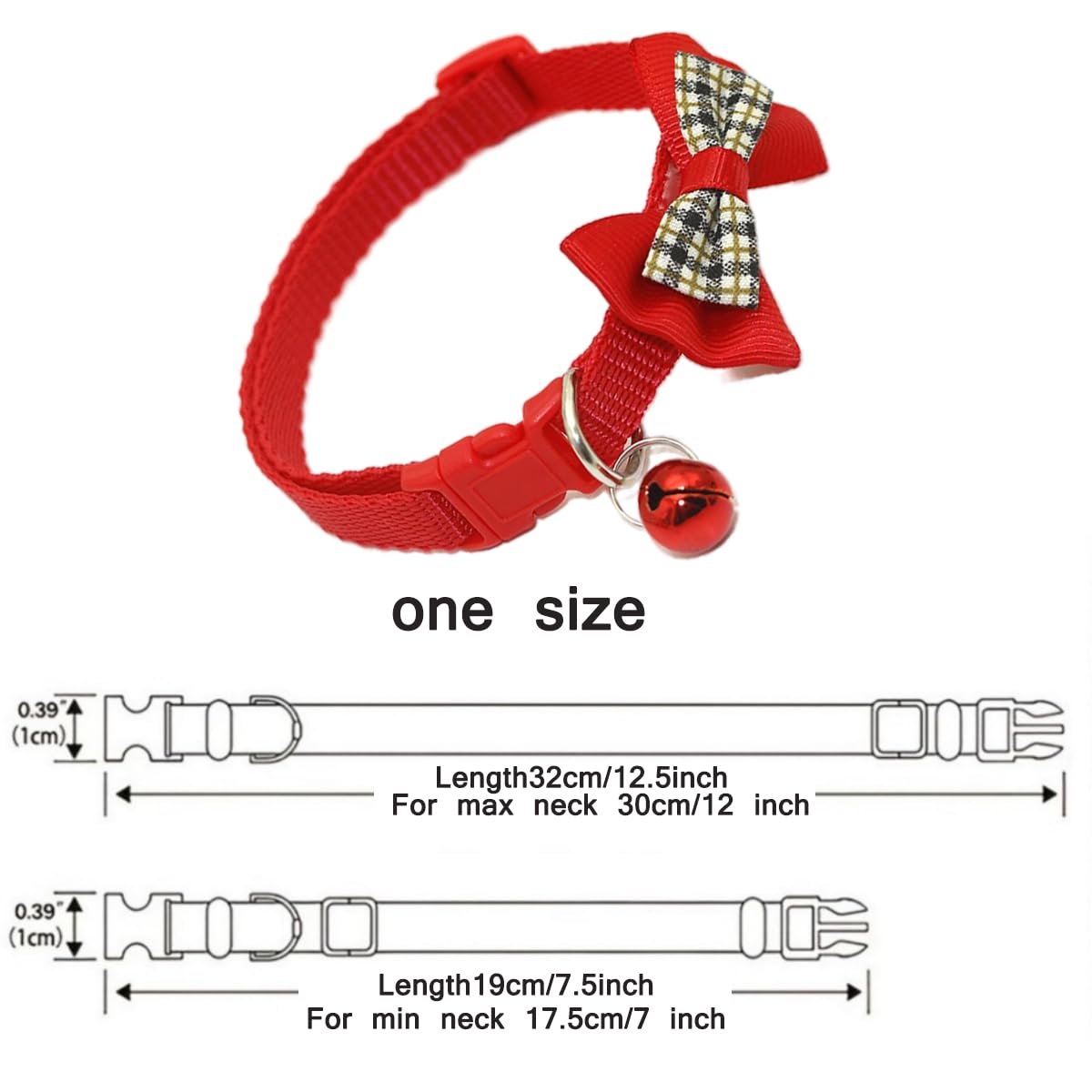Cat Collar With Bells,Soft Nylon Identification Red Dog Collar Girl Puppy Collar With Bowtie Adjustable Buckle For Xxs Xs Tiny L