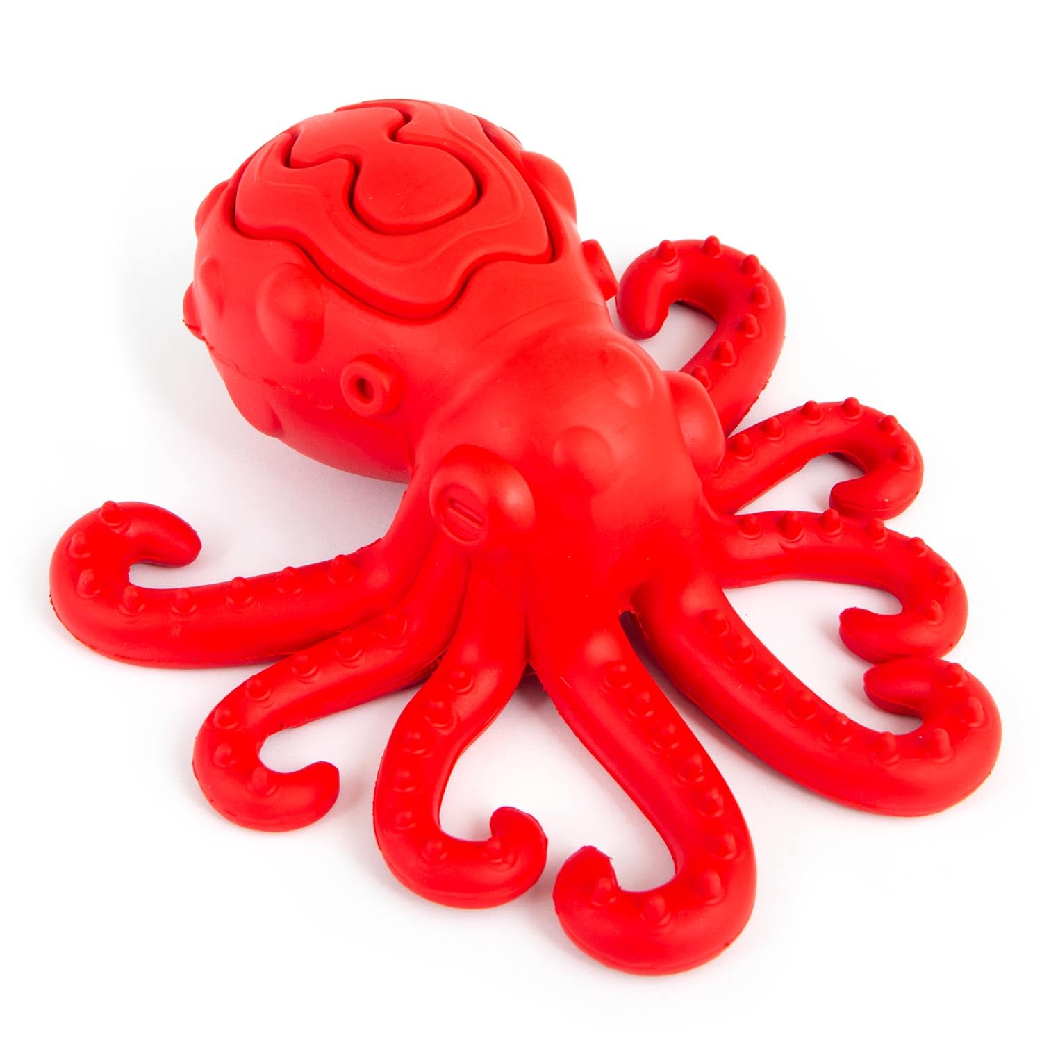 Jeffers Pet Natural Rubber Dog Chew Toy - Red Octopus, Medium - Treat Dispensing, Vanilla Scent, Durable, Non-Toxic, Dishwasher 