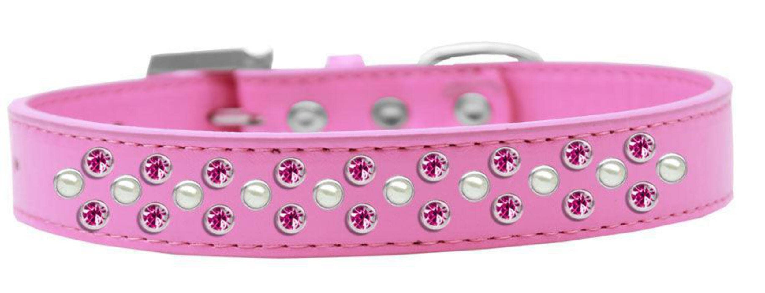Dog, Puppy & Pet Fashion Collar, Pearl and Bright Pink Crystal Rimsets Sprinkles Bright Pink 14