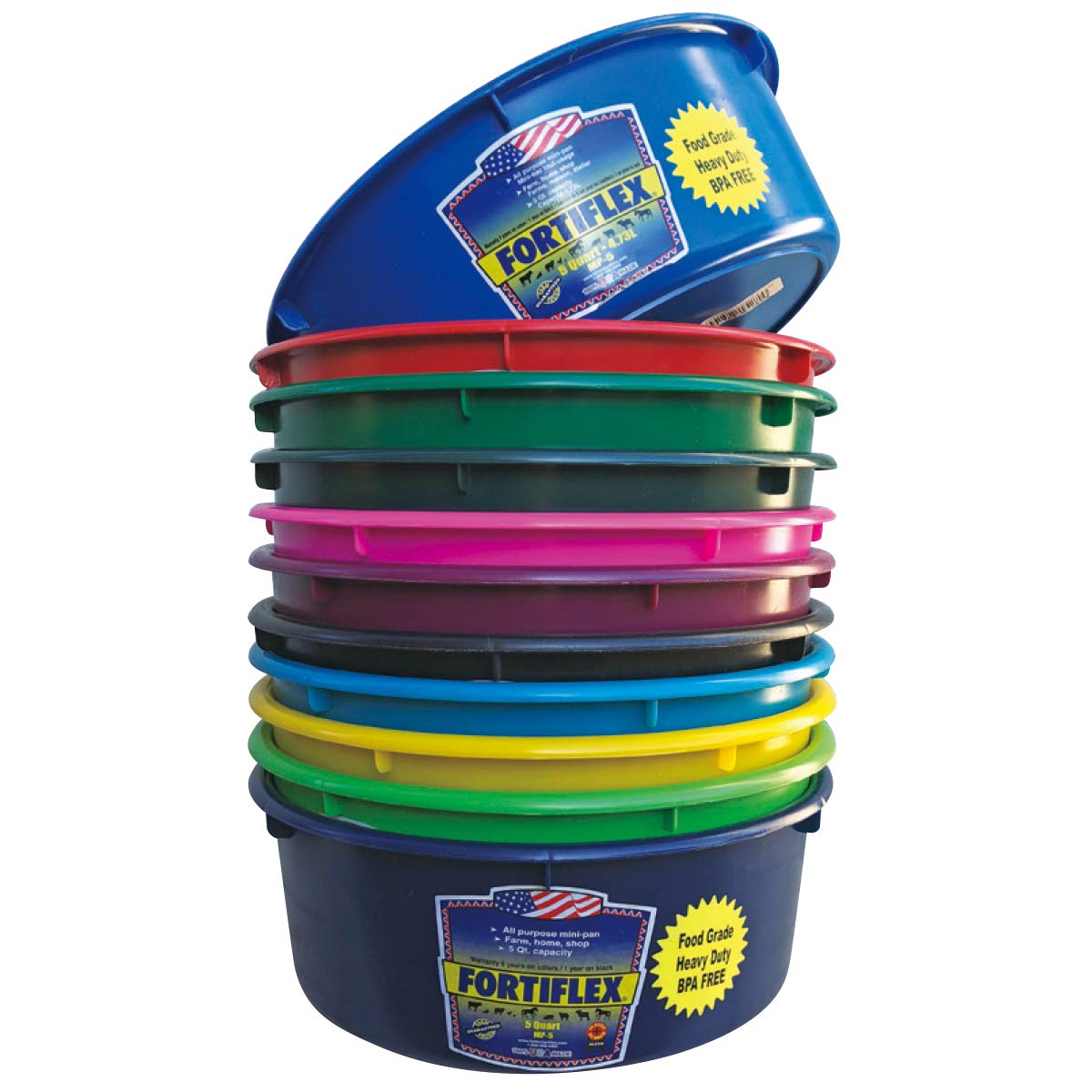 Fortiflex Mini Feed Pan For Dogs And Horses, 5-Quart, Red
