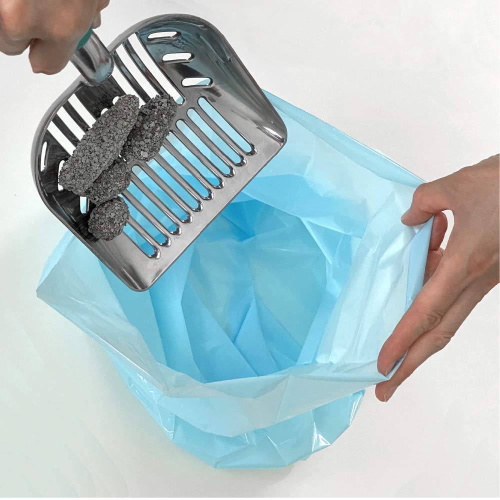 BOS Odor Sealing Cat Waste Disposal Bags - Durable, Unscented, Light Blue, 60 Count (Pack of 2) - Model BOS-A032A-US