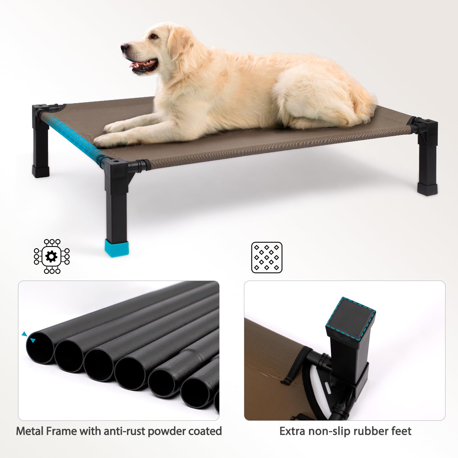 Heeyoo Elevated Dog Bed, Cooling Raised Pet Cot With Chew Proof Washable Breathable Mesh And Metal Frame, Portable Dog Cot Bed W