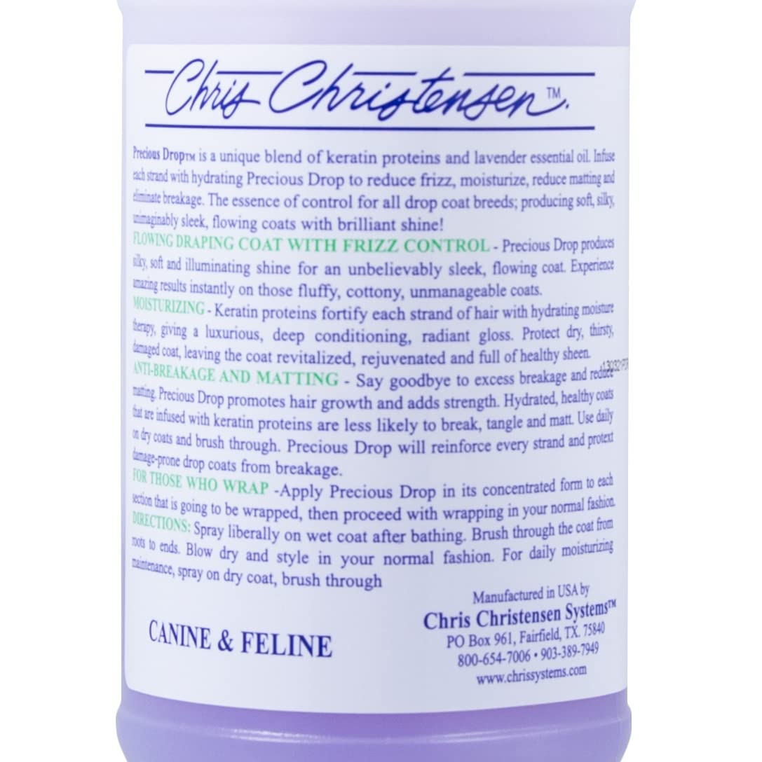 Chris Christensen Precious Drop Ready To Use Conditioner, Dog Conditioner, Groom Like A Professional, Reduces Frizz & Matting, Eliminates Breakage, All Coat Types, Made In Usa, 16 Oz