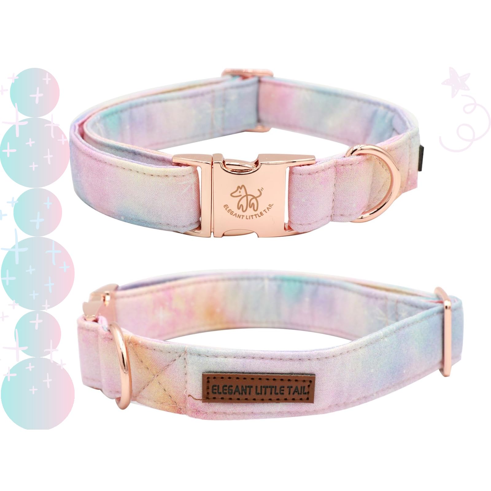 Elegant Pink Floral Print Summer Dog Collar - Cotton, Durable Metal Buckle Collar For Medium Dogs