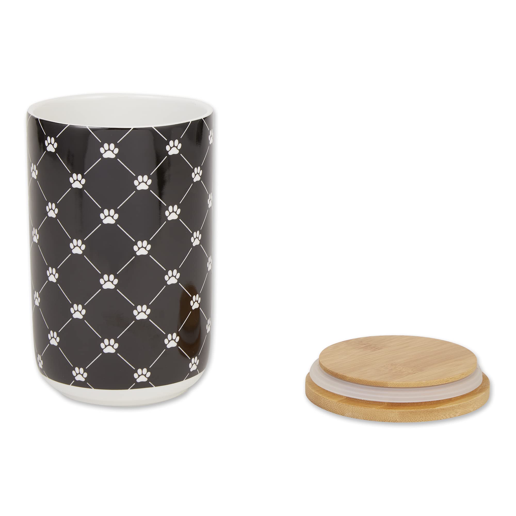 DII Black Trellis Paw Ceramic Treat Canister
