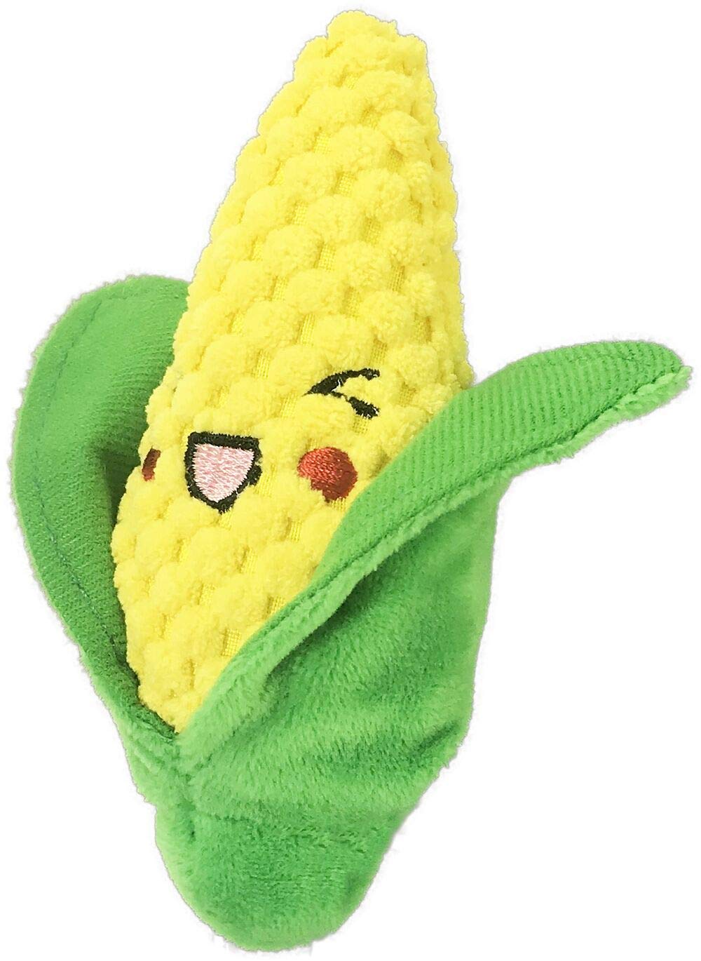 PetSport Tiny Tots Plush Super Soft Dog Toy with Squeaker Made for Small Dogs (Foodies Corn)