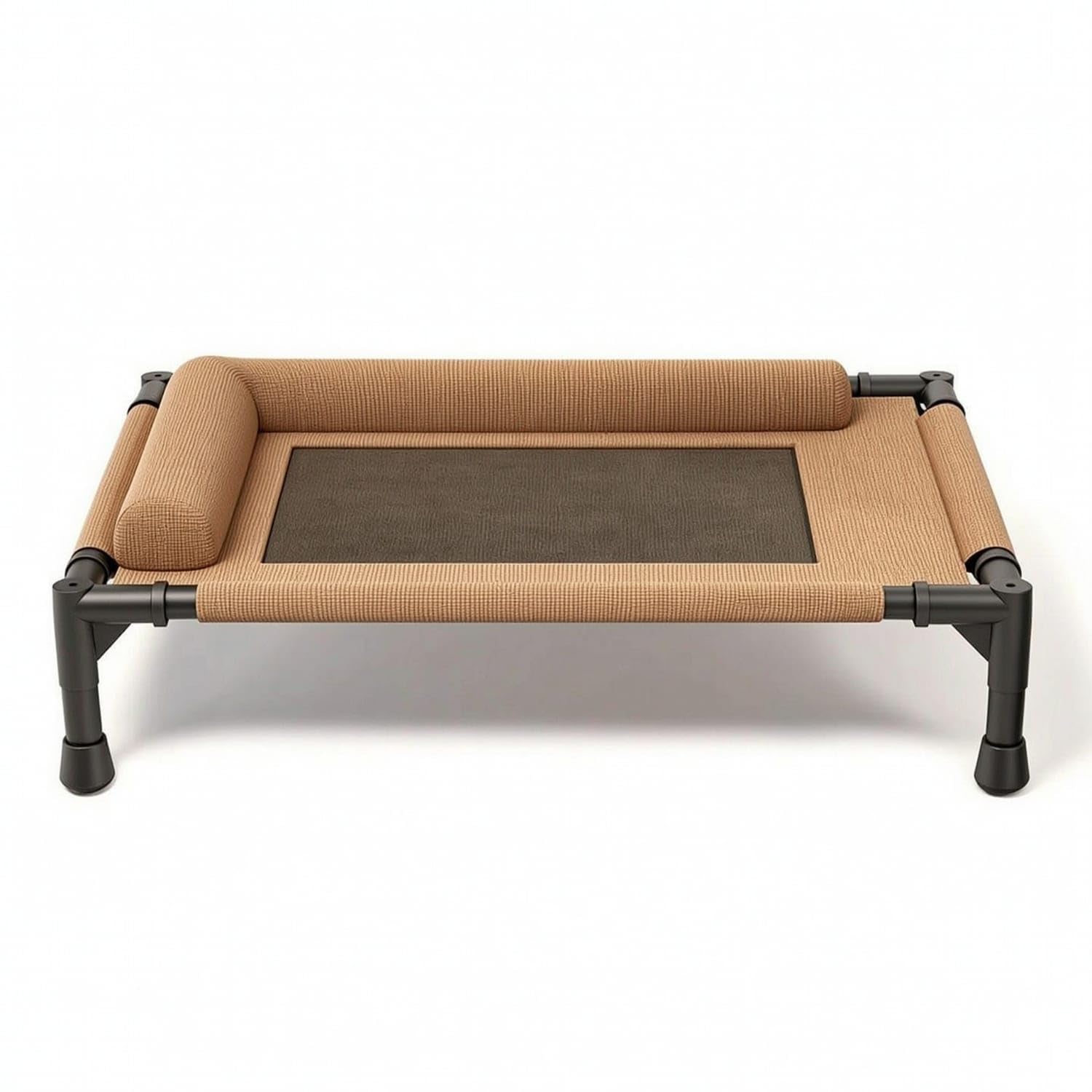 Breathable Elevated Dog Bed Washable Dog Bed with Bolsters Removable Raised Pet Cot for Medium Dogs, Indoor, Brown, M